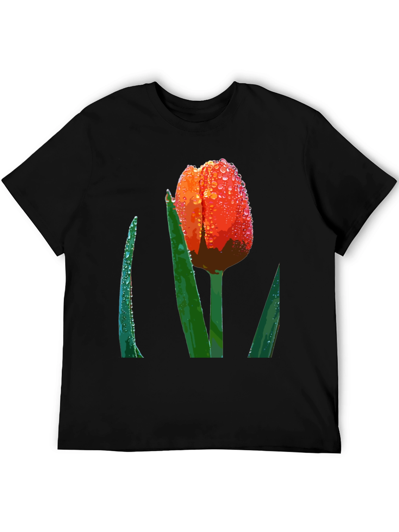 Tulip Dewdrop Graphic Tee - Unique Floral Design