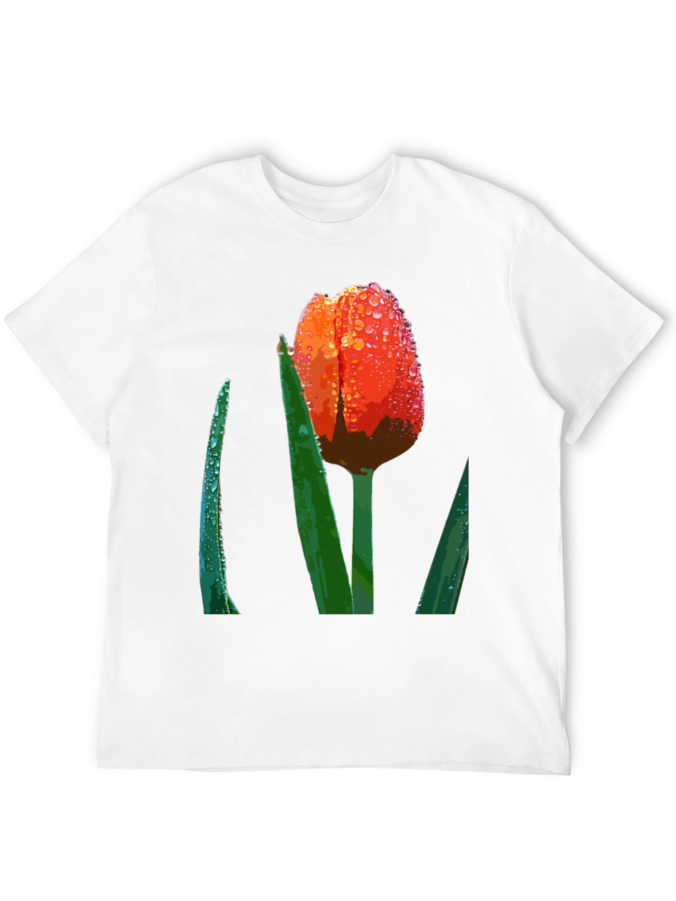 Tulip Dewdrop Graphic Tee - Unique Floral Design