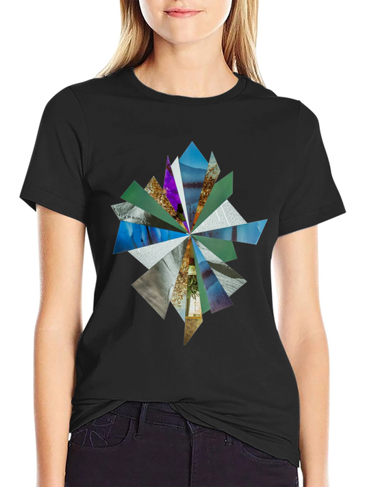 Abstract Geometric Print Black T-Shirt