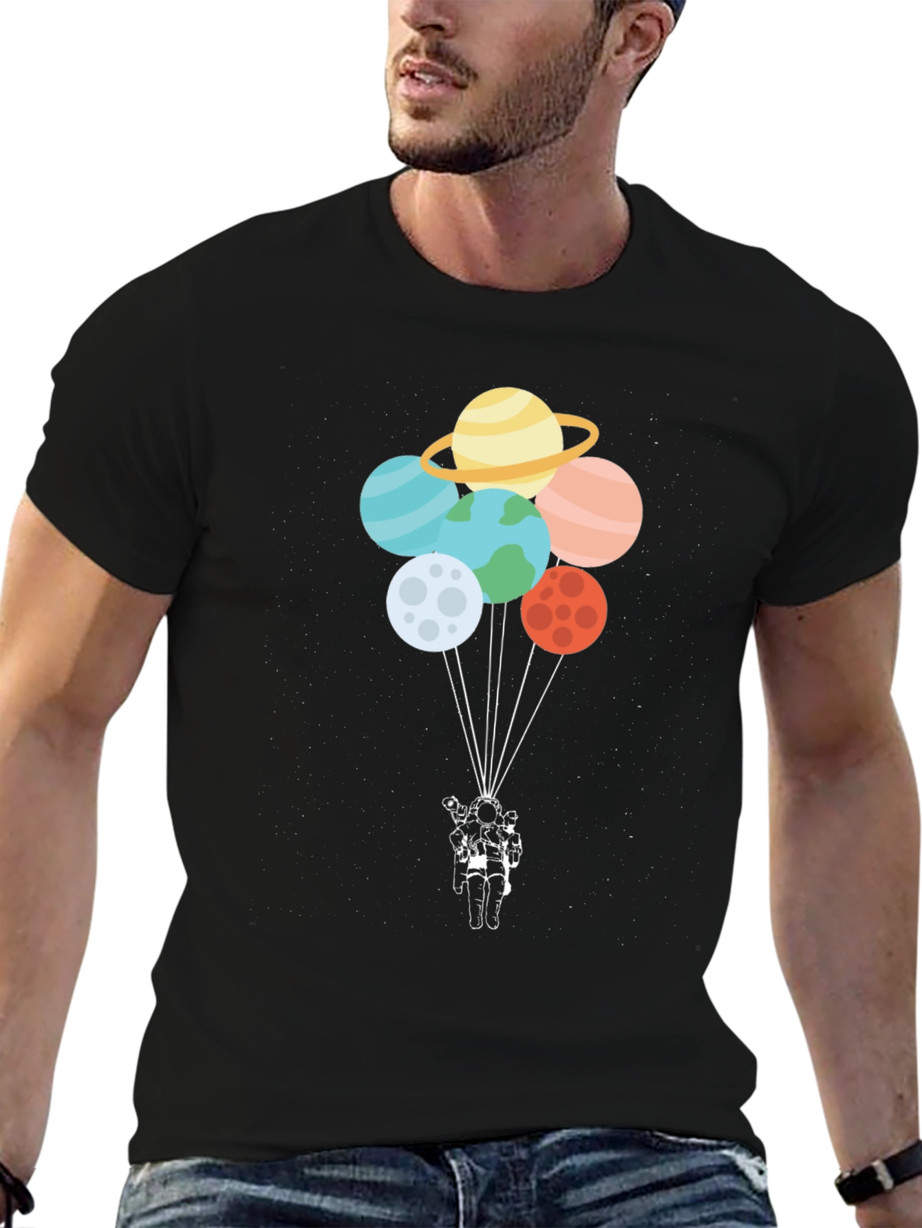Astronaut Planet Balloon Graphic Tee