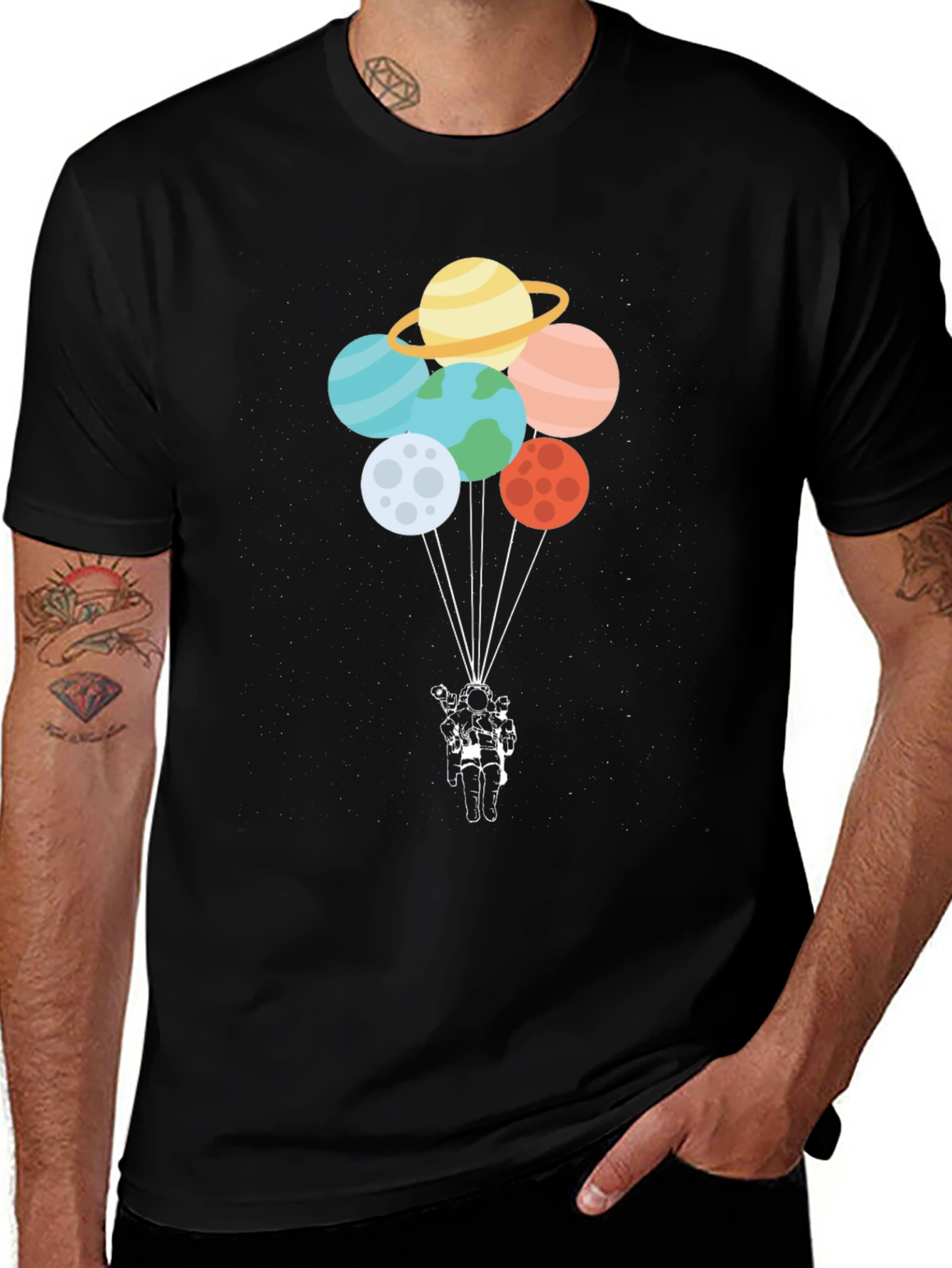 Astronaut Planet Balloon Graphic Tee