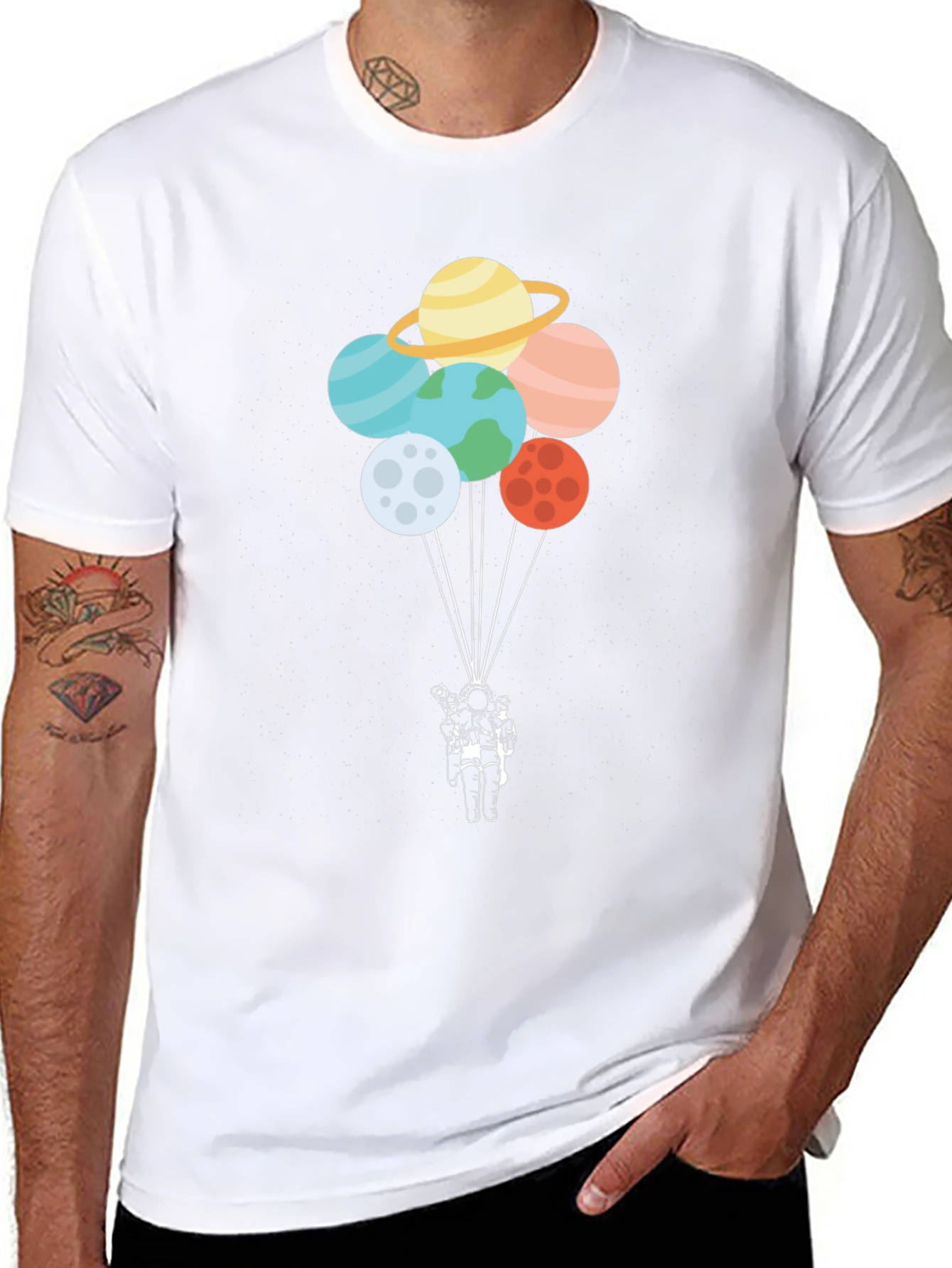Astronaut Planet Balloon Graphic Tee