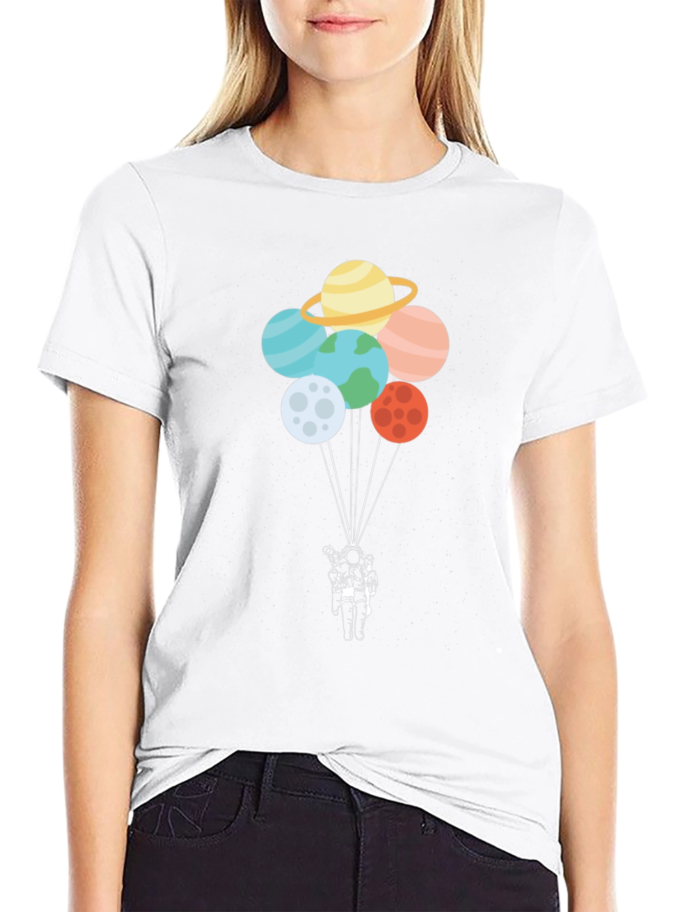 Astronaut Planet Balloon Graphic Tee