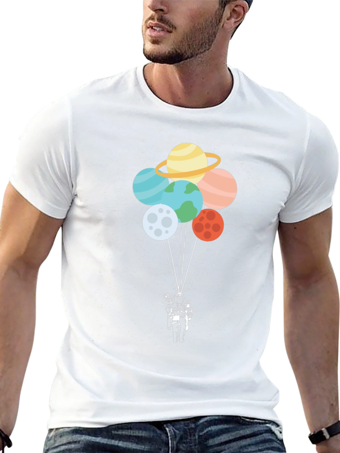 Astronaut Planet Balloon Graphic Tee
