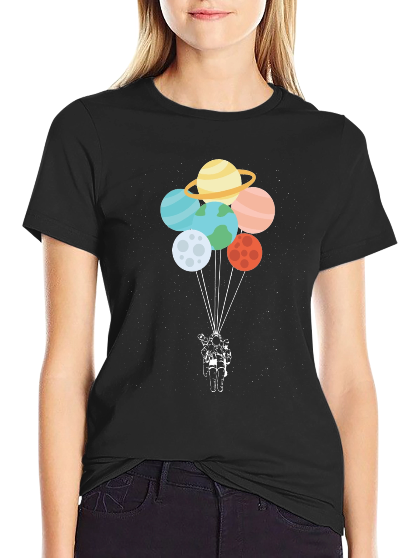 Astronaut Planet Balloon Graphic Tee
