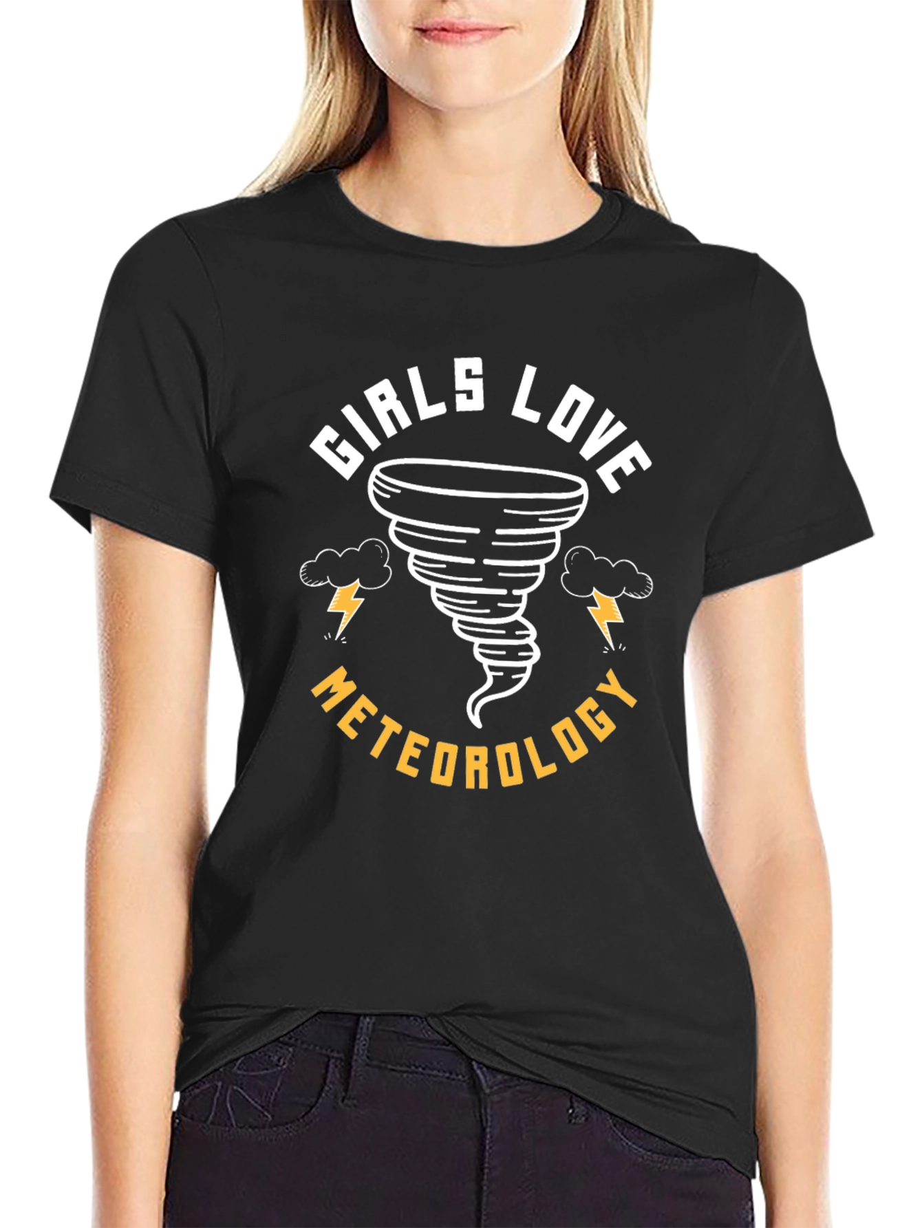 Girls Love Meteorology Black Graphic Tee
