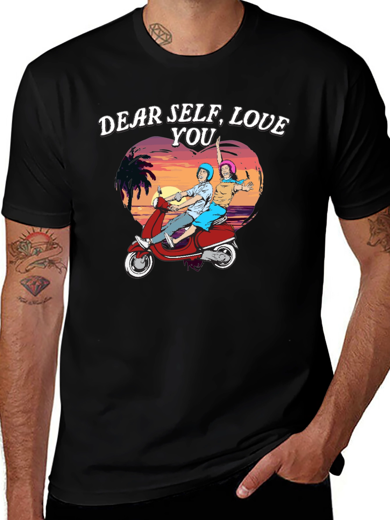 Dear Self Love You T-Shirt - Retro Scooter Design