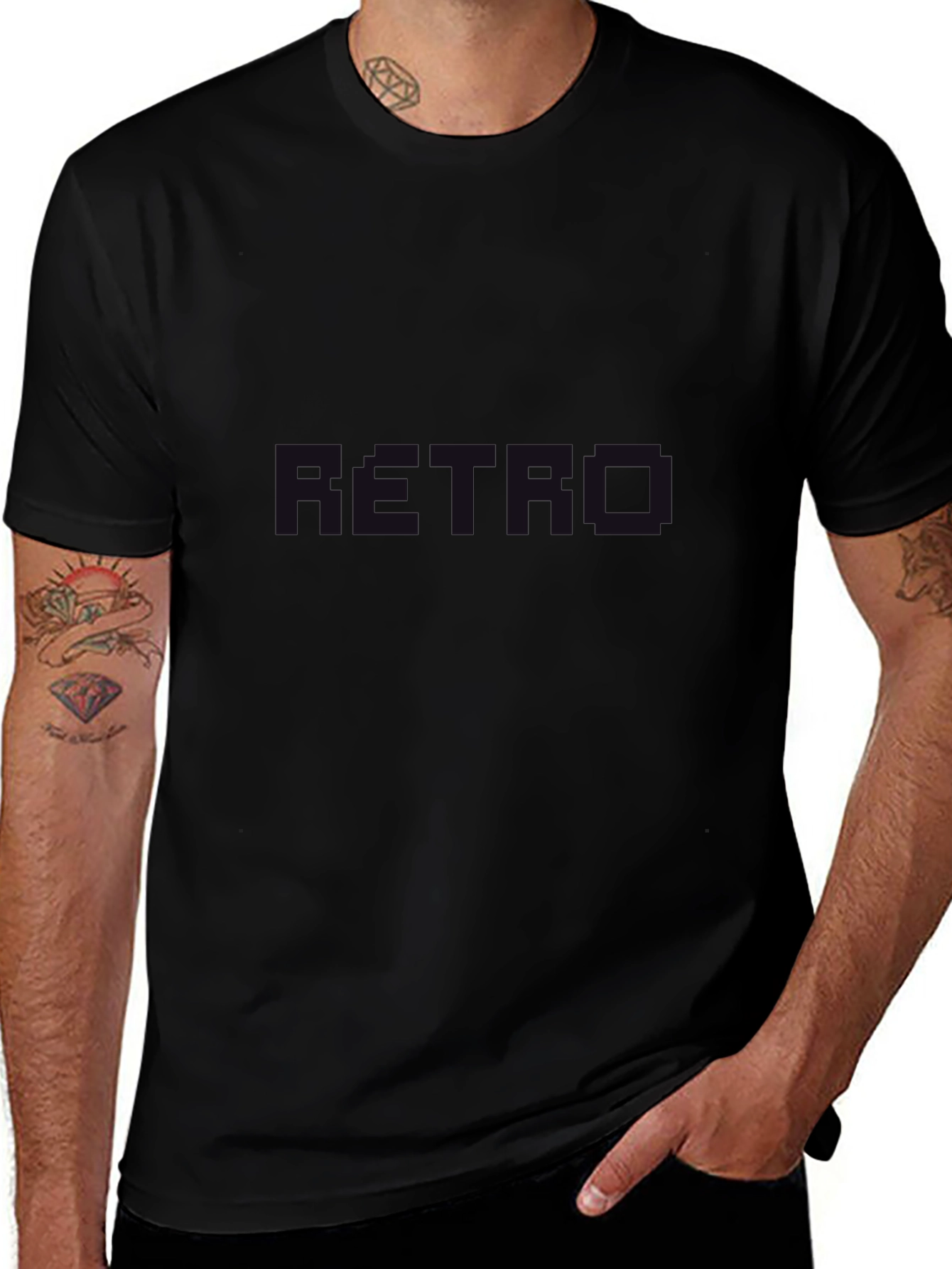 Retro Graphic Print Black T-Shirt