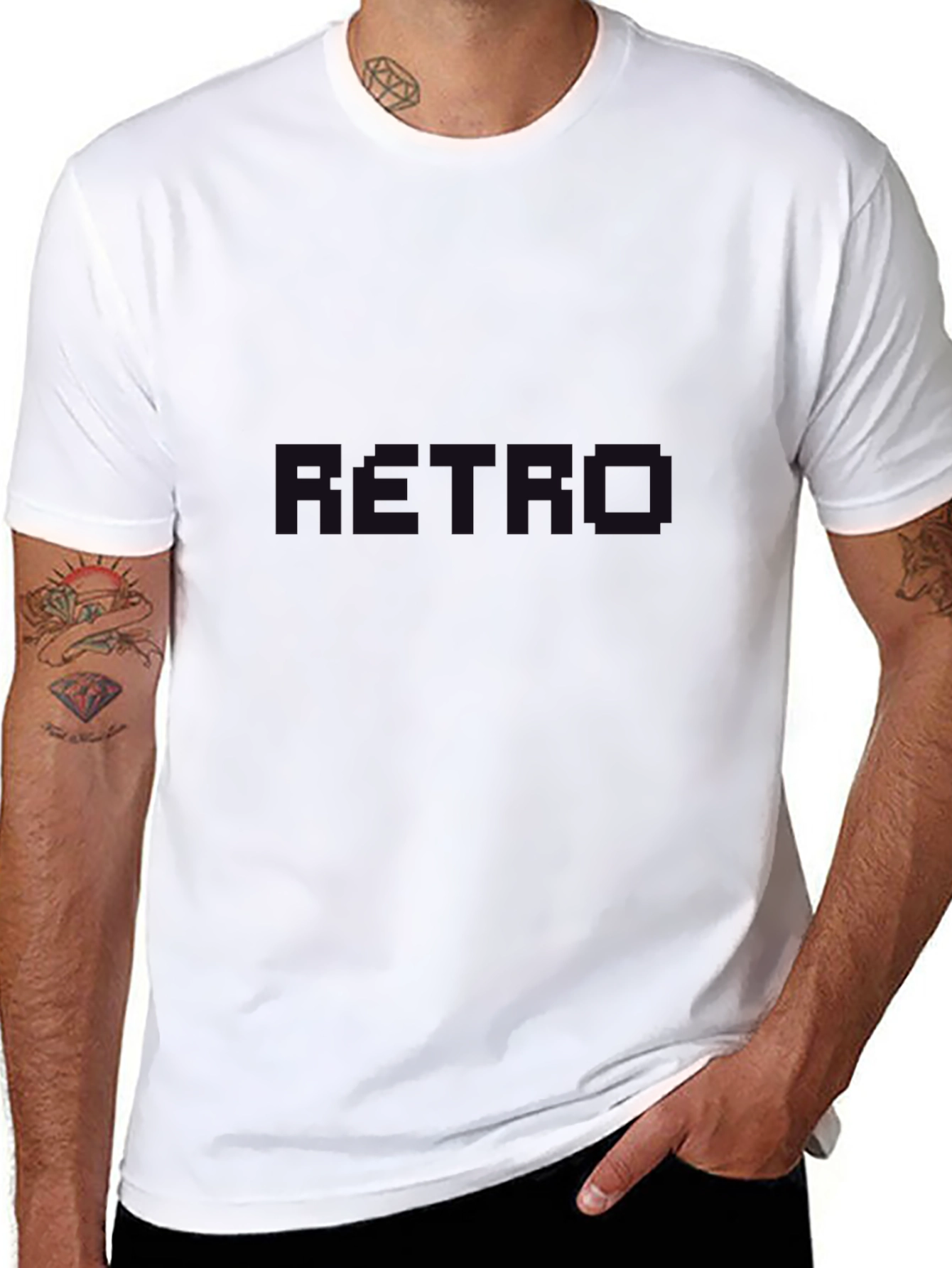 Retro Graphic Print Black T-Shirt
