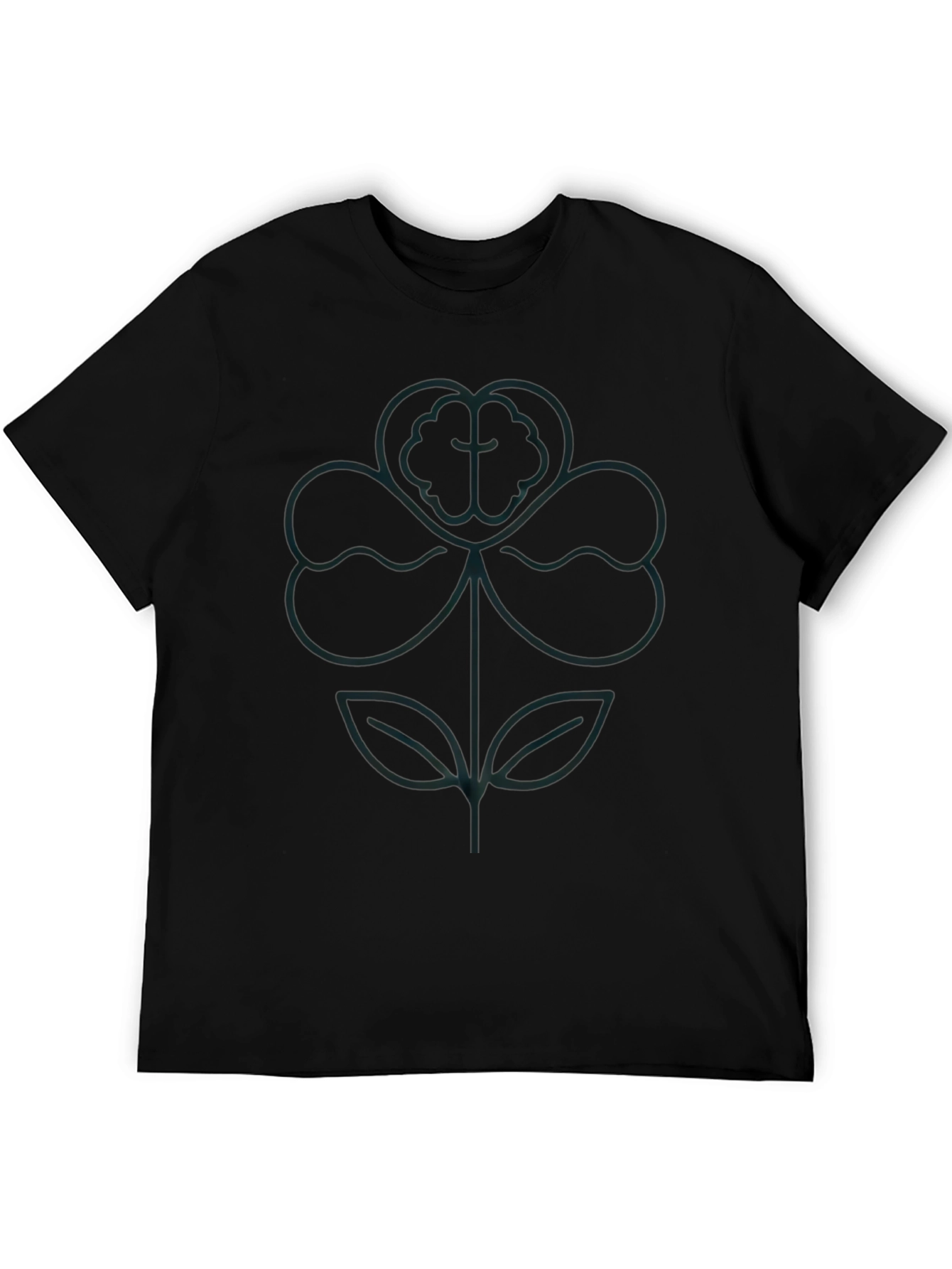 Clover Outline Graphic Black T-Shirt