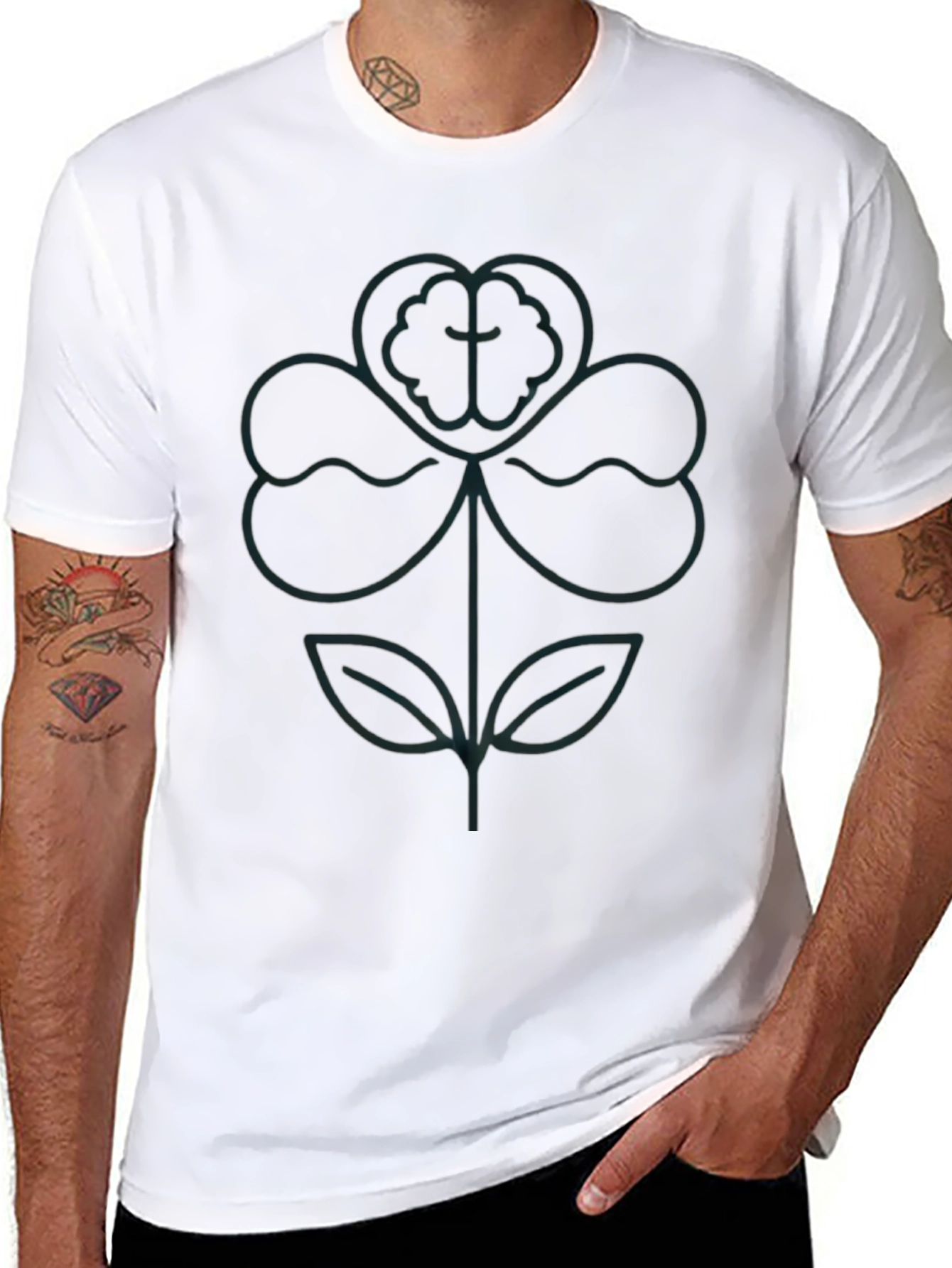 Clover Outline Graphic Black T-Shirt
