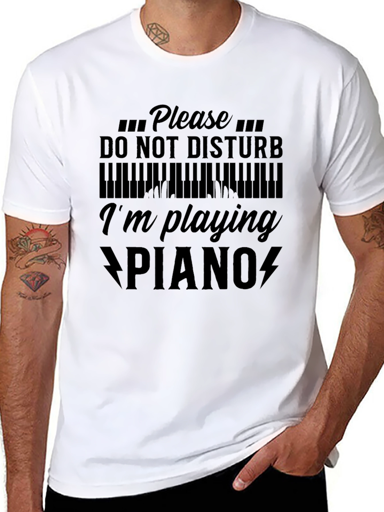 Please Do Not Disturb Im Playing Piano Black T-Shirt