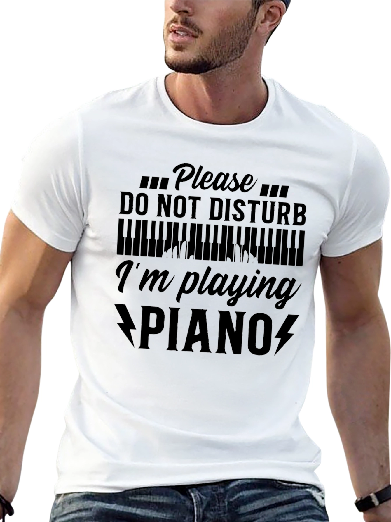 Please Do Not Disturb Im Playing Piano Black T-Shirt