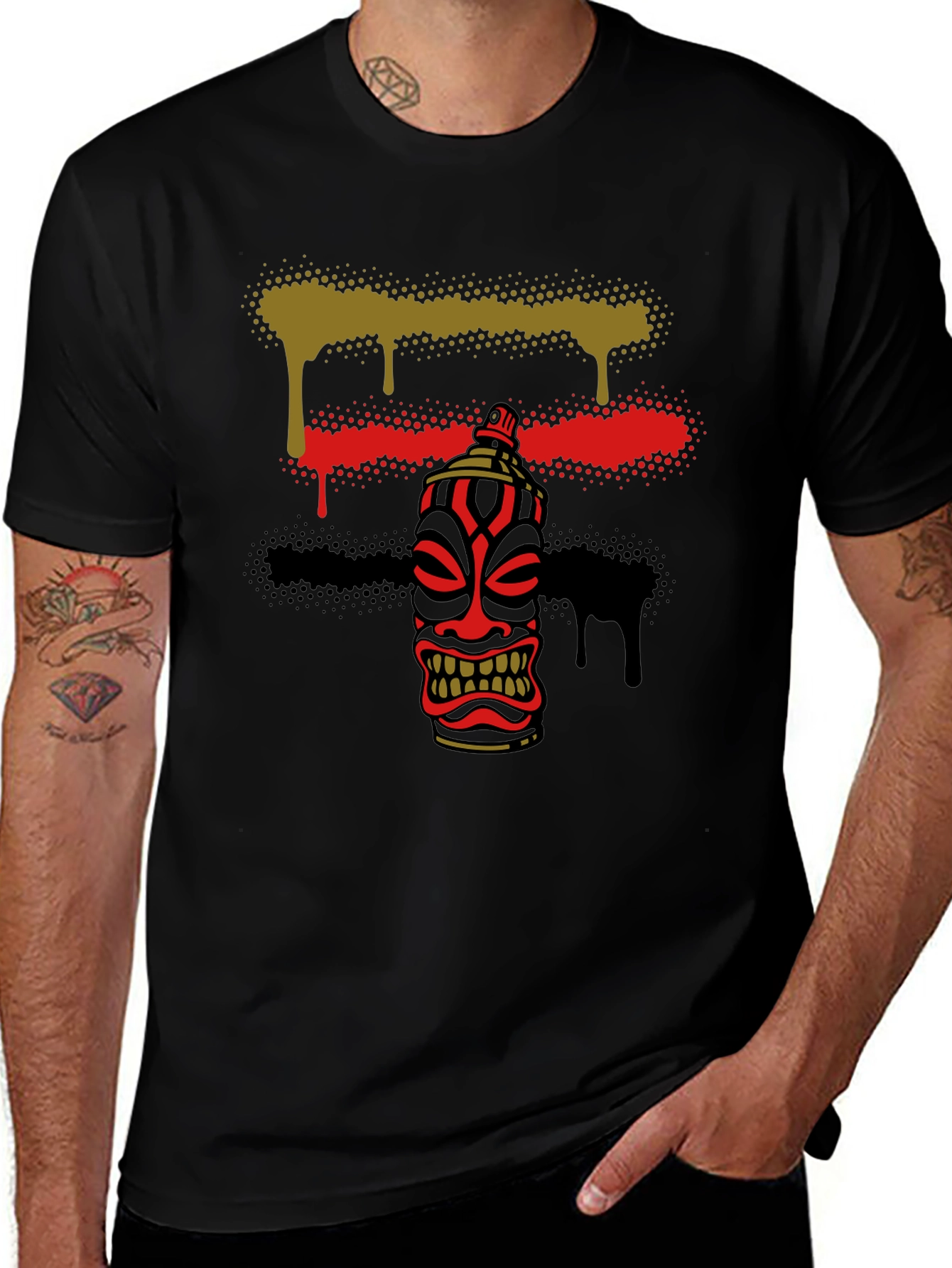 Spray Paint Tiki Graphic Tee - Unique Design