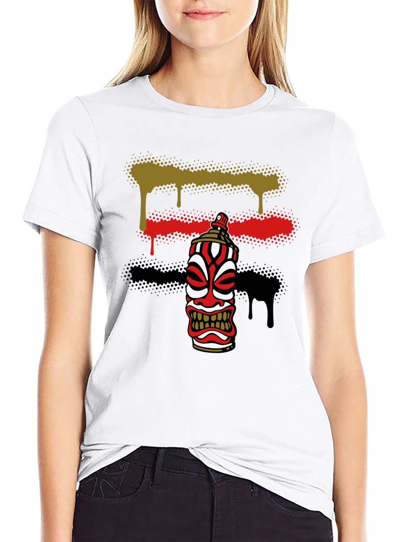 Spray Paint Tiki Graphic Tee - Unique Design