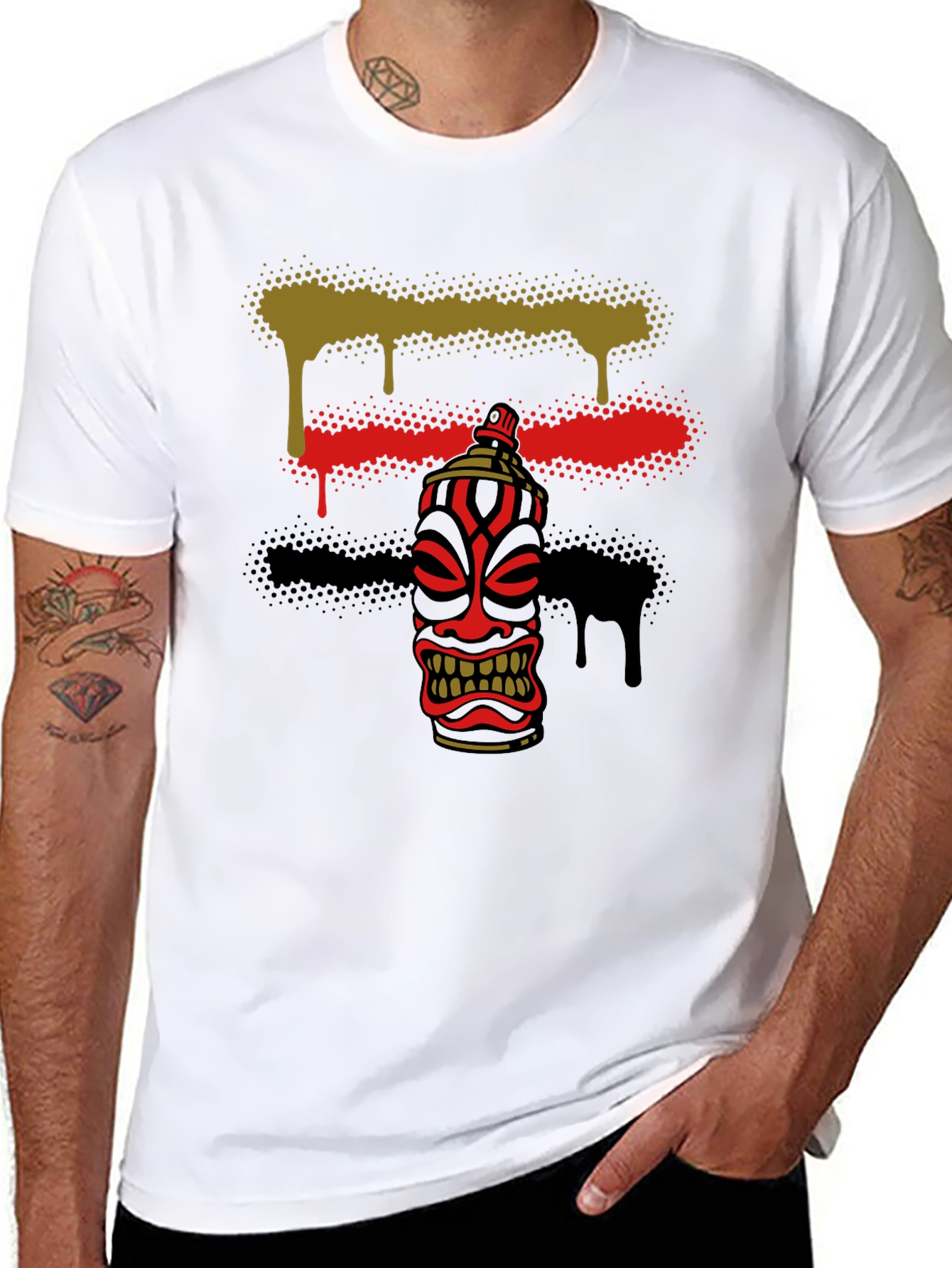 Spray Paint Tiki Graphic Tee - Unique Design