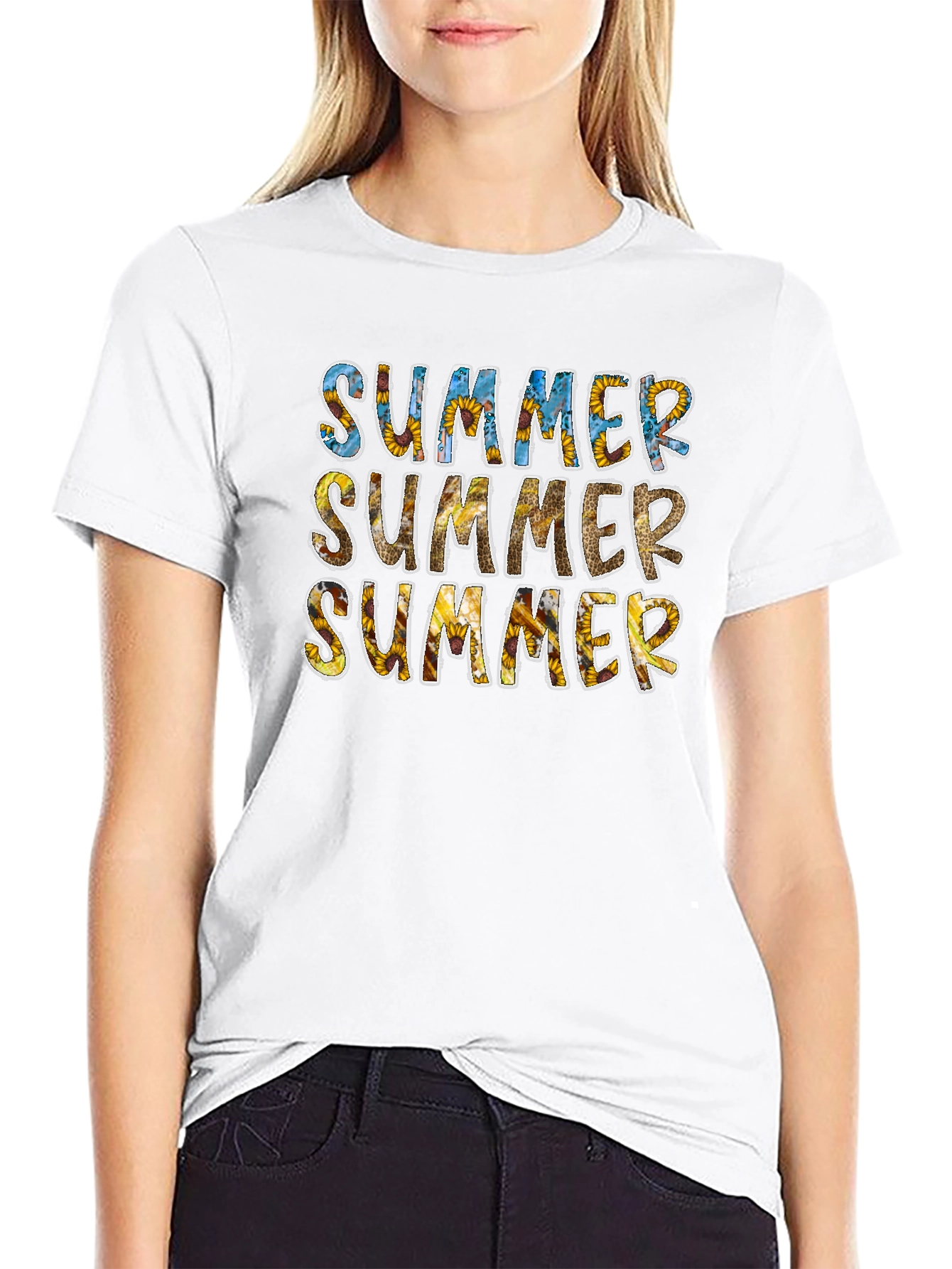 Sunflower Summer Graphic Tee - Black Cotton T-Shirt