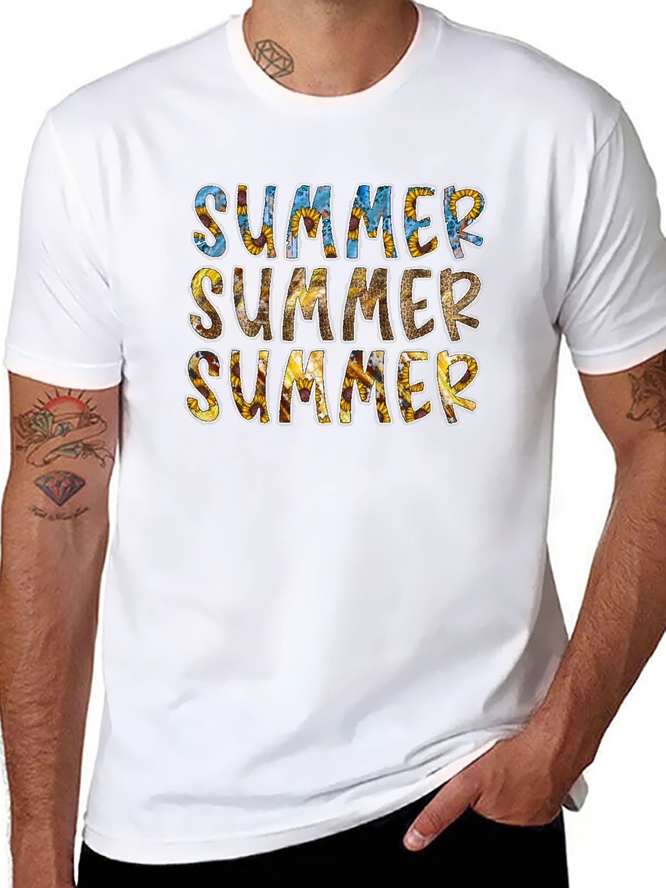 Sunflower Summer Graphic Tee - Black Cotton T-Shirt