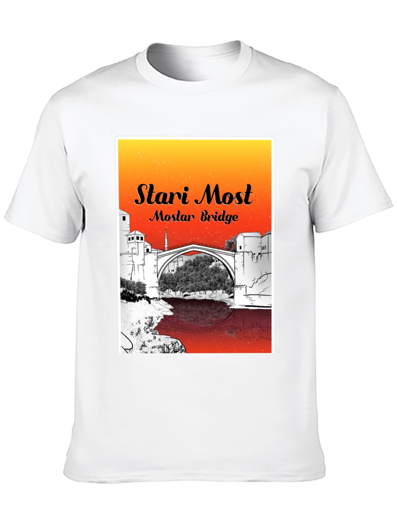Stari Most Mostar Bridge Black T-Shirt