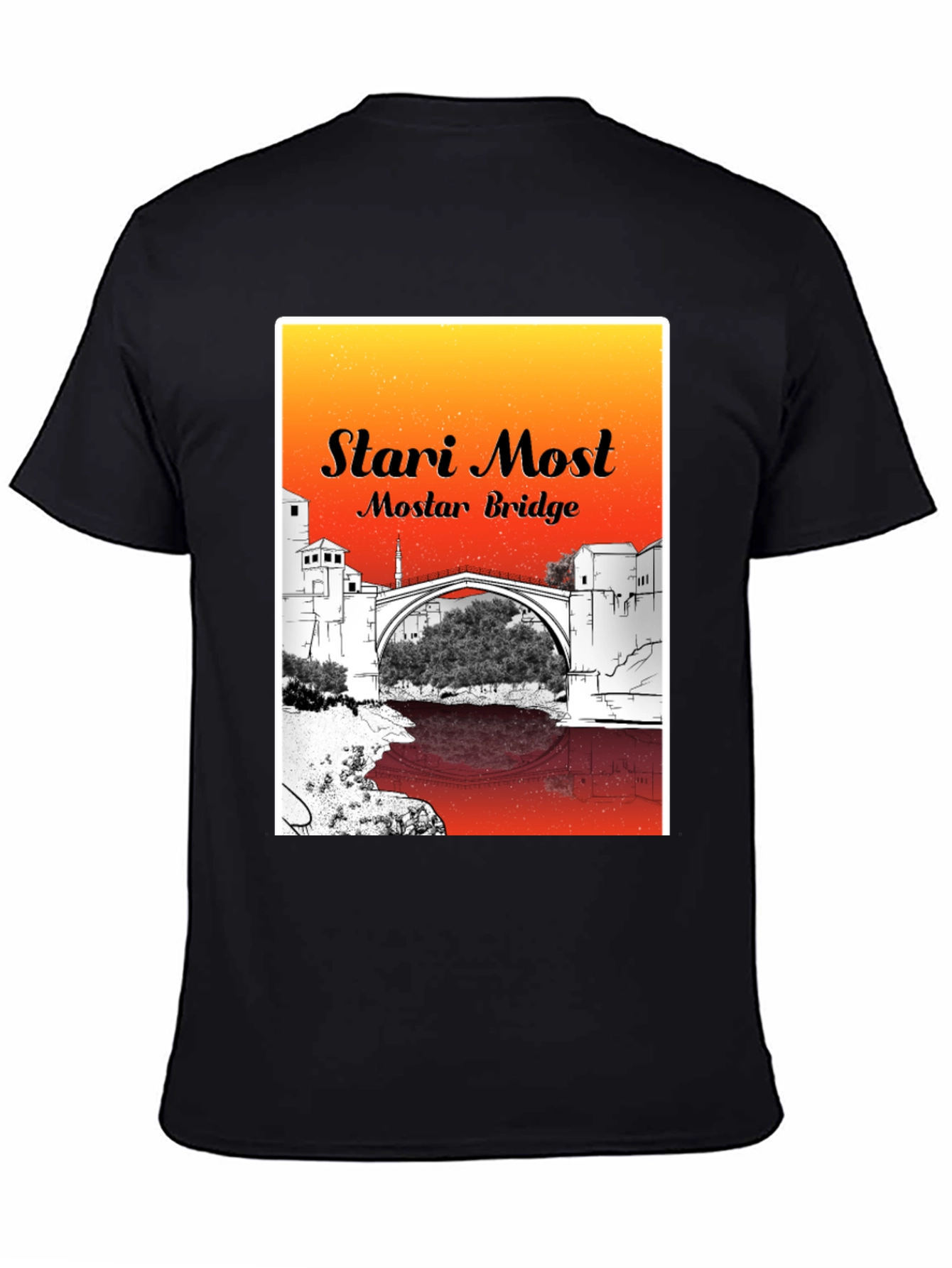 Stari Most Mostar Bridge Black T-Shirt
