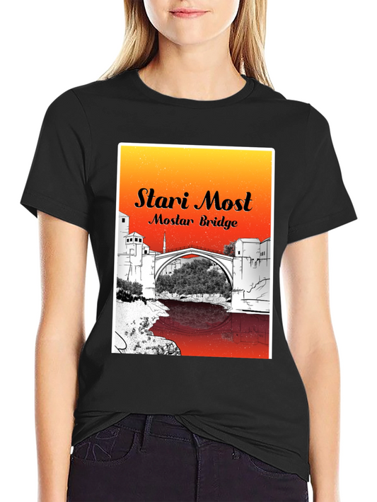 Stari Most Mostar Bridge Black T-Shirt