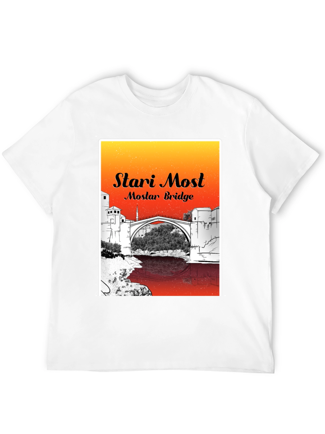 Stari Most Mostar Bridge Black T-Shirt
