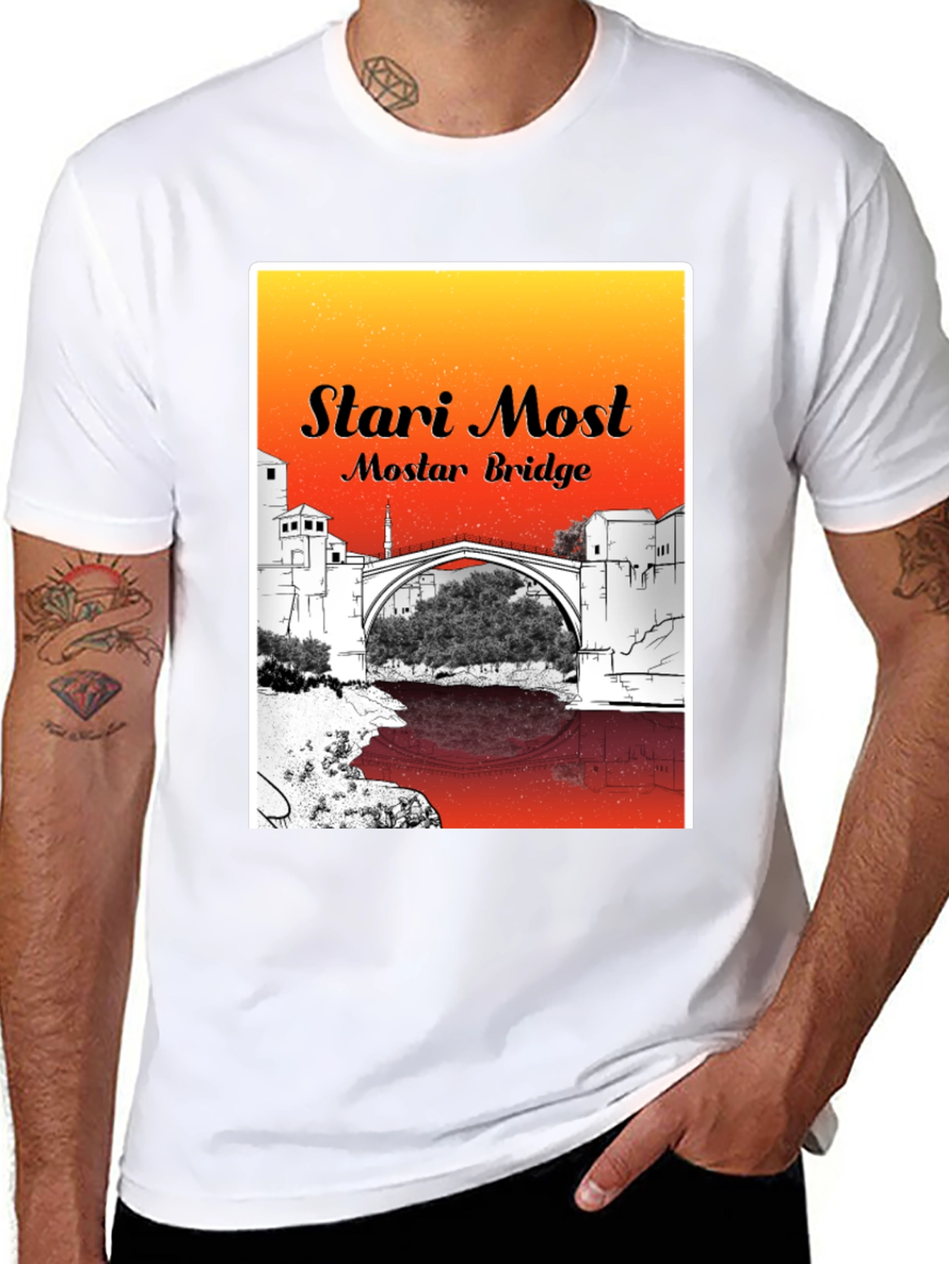 Stari Most Mostar Bridge Black T-Shirt