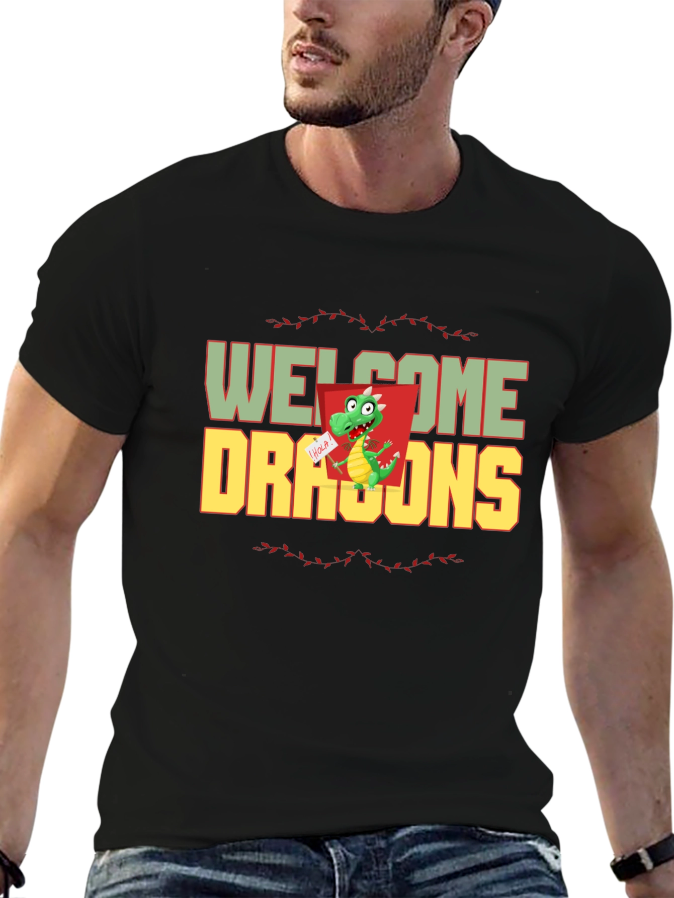 Welcome Dragons Graphic Tee - Funny Dragon T-Shirt