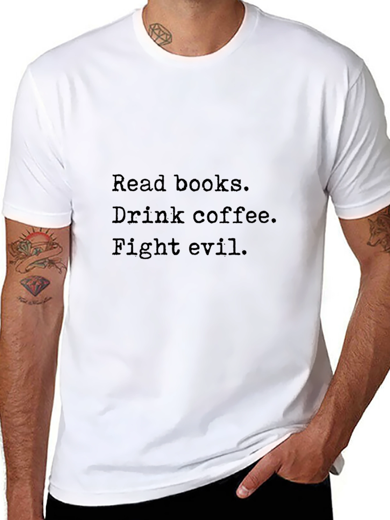 Read Books Drink Coffee Fight Evil Graphic Tee