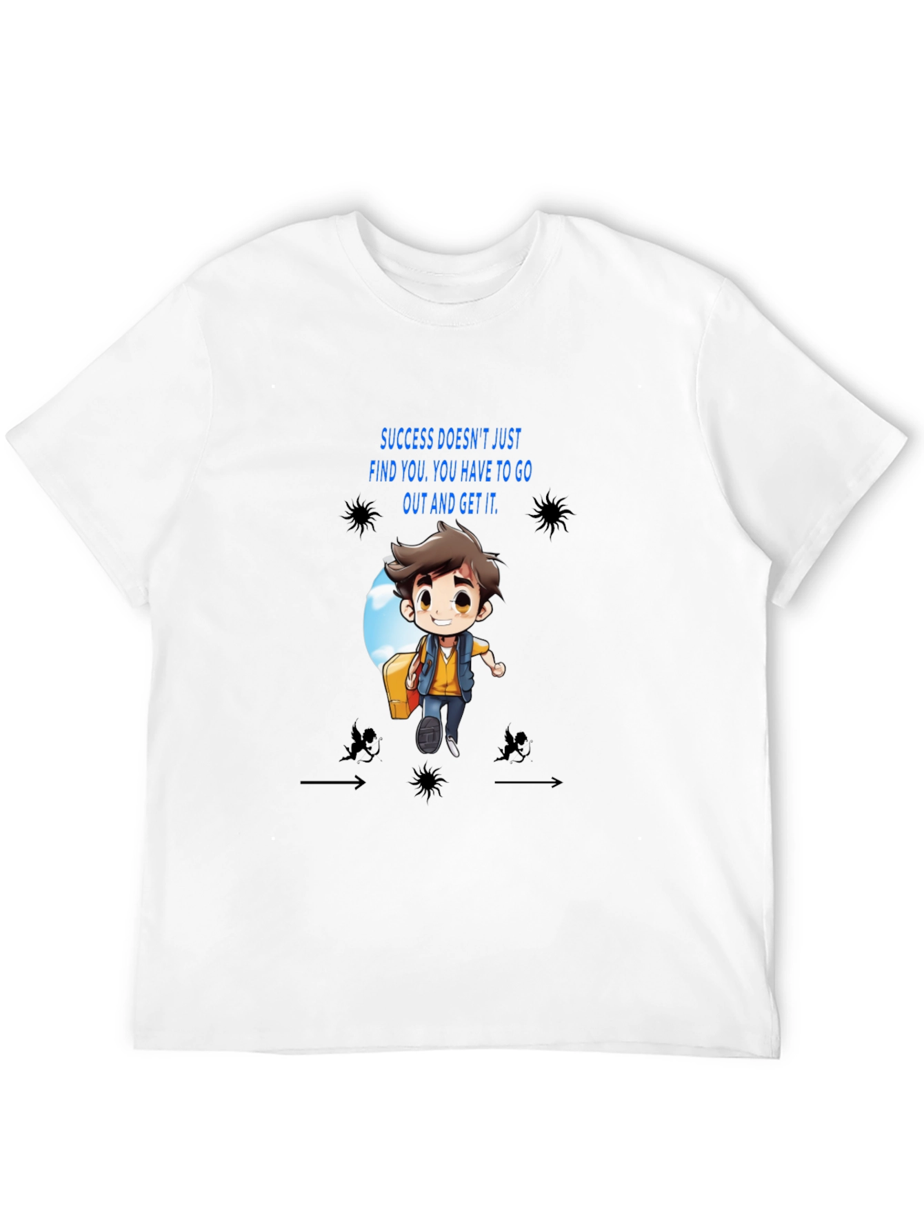 Motivational Cartoon Graphic Black T-Shirt