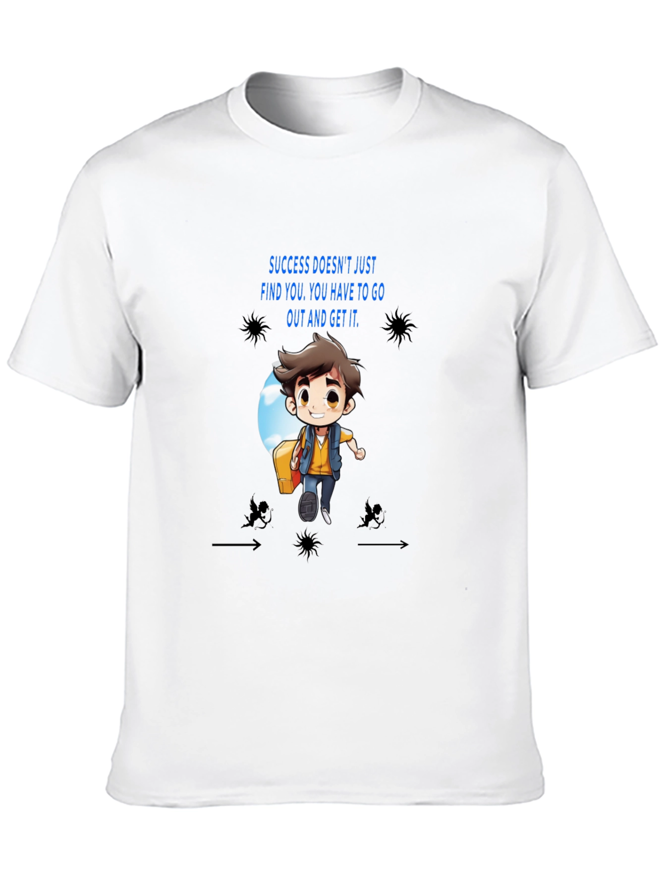 Motivational Cartoon Graphic Black T-Shirt