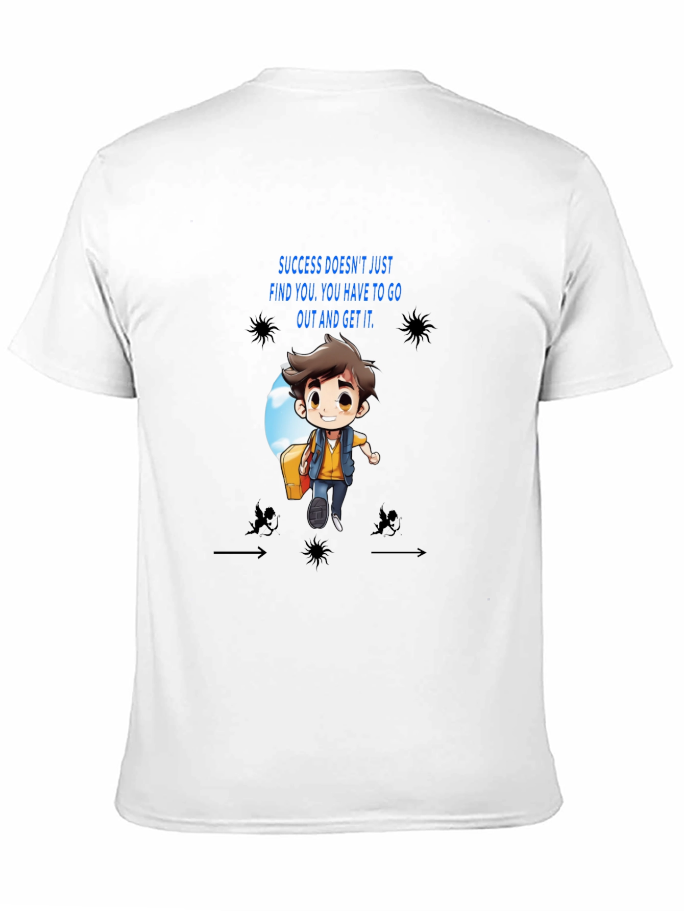 Motivational Cartoon Graphic Black T-Shirt