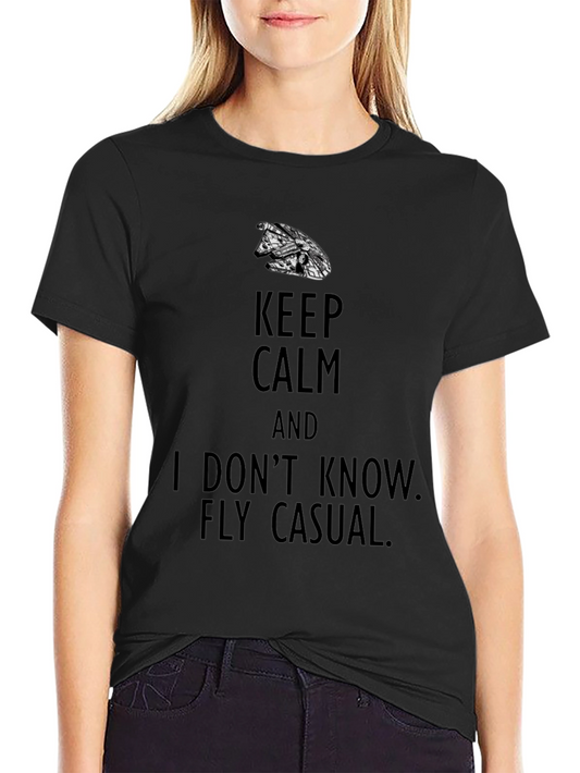 Keep Calm Fly Casual Graphic T-Shirt