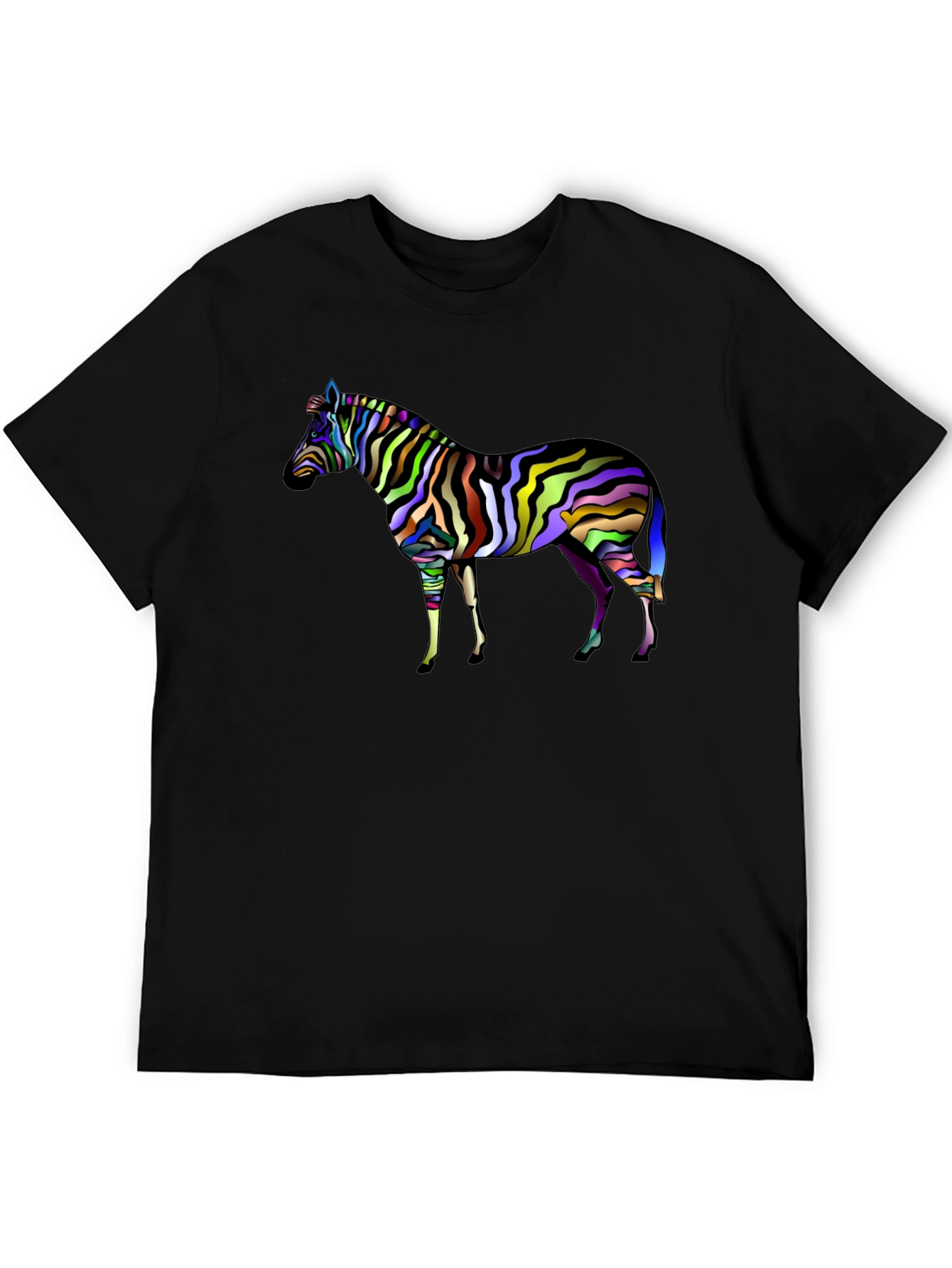 Vibrant Zebra Graphic Tee - Mens Black T-Shirt