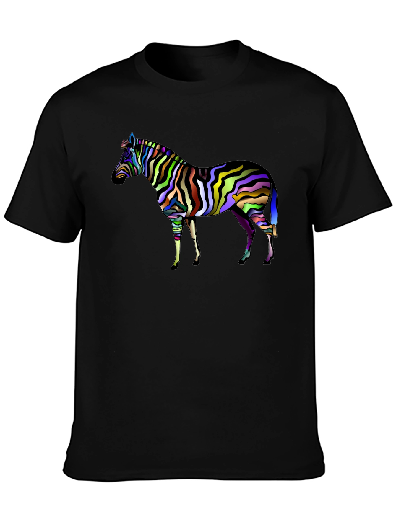 Vibrant Zebra Graphic Tee - Mens Black T-Shirt