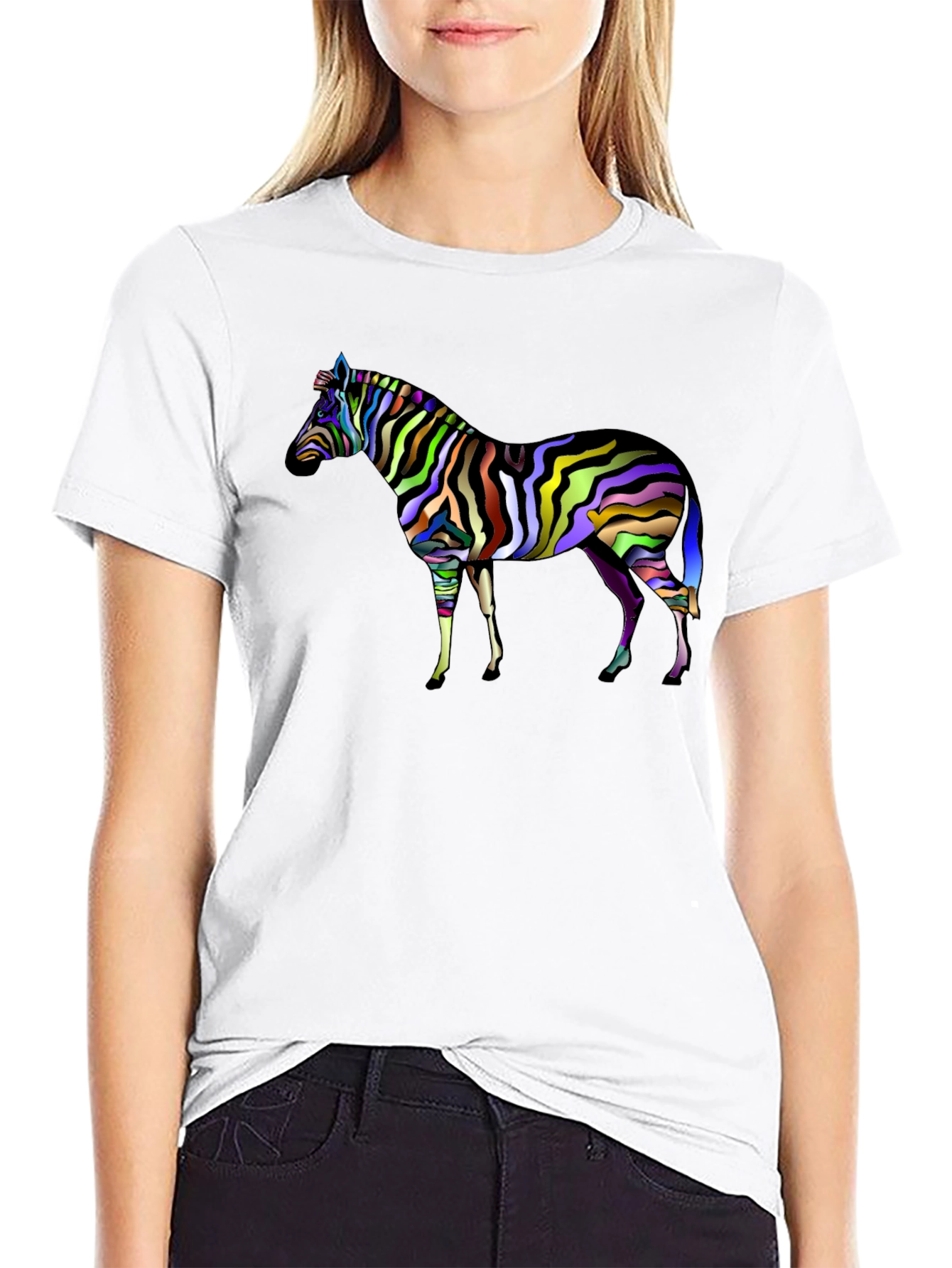 Vibrant Zebra Graphic Tee - Mens Black T-Shirt