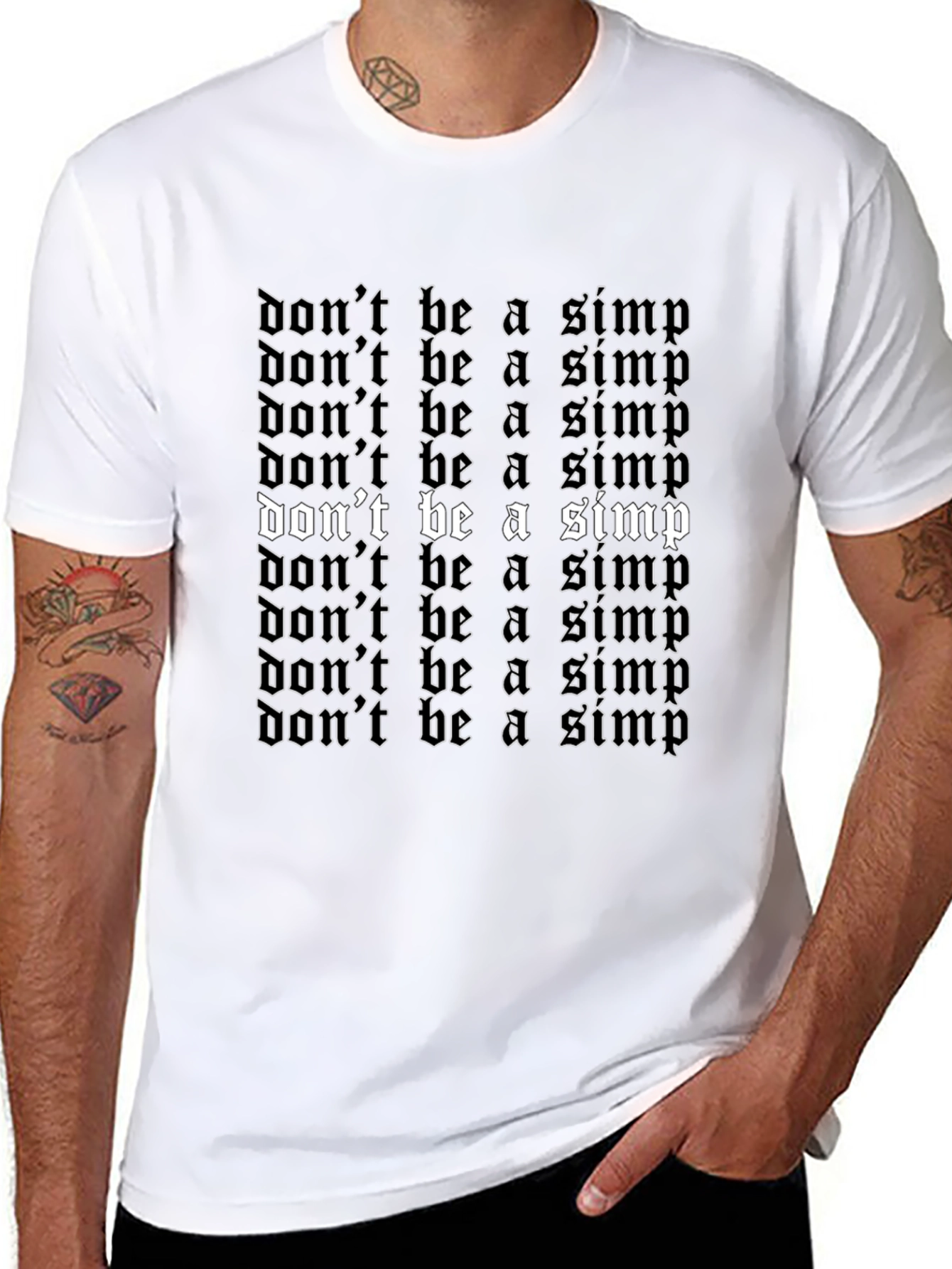 Dont Be A Simp Gothic Text Black T-Shirt