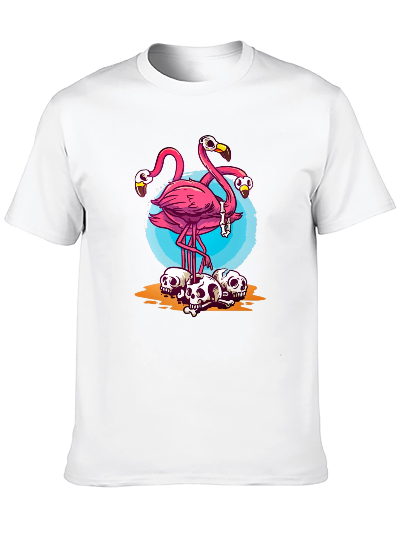Flamingo Skulls Graphic T-Shirt