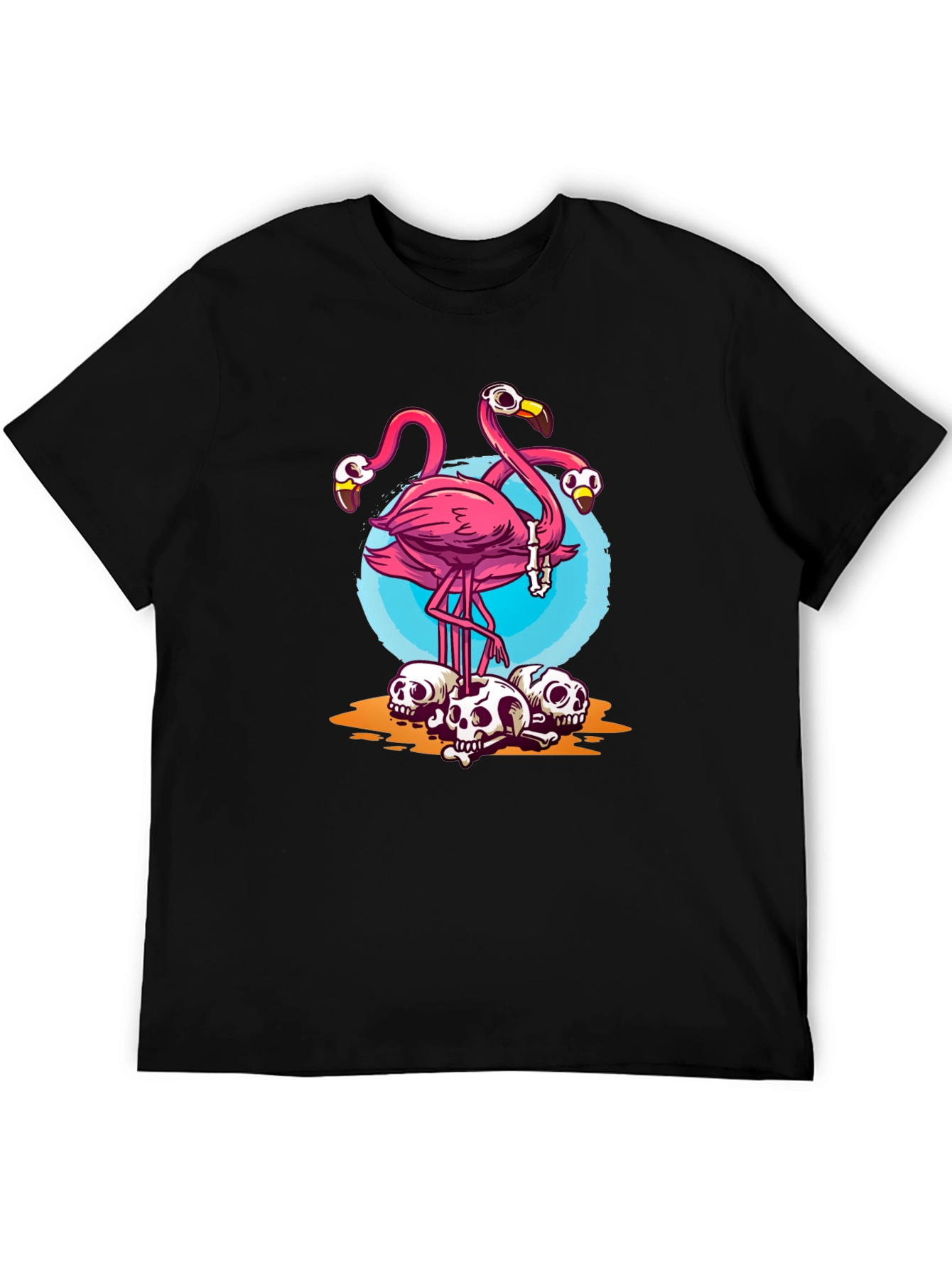Flamingo Skulls Graphic T-Shirt