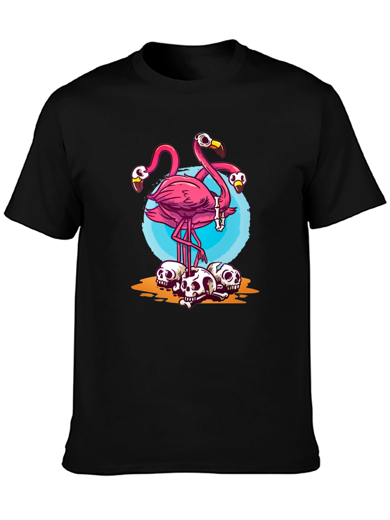 Flamingo Skulls Graphic T-Shirt