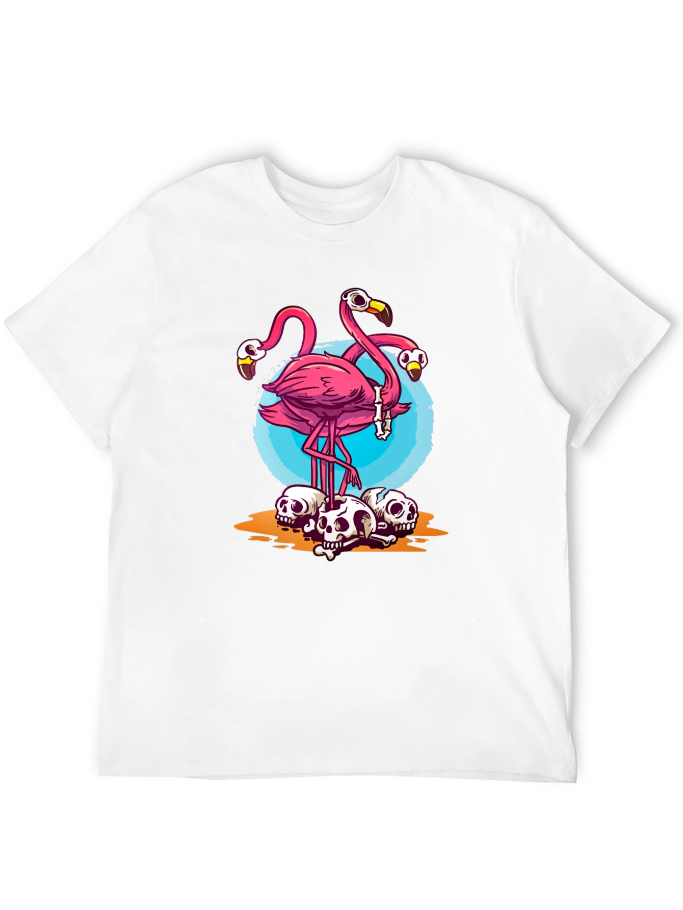 Flamingo Skulls Graphic T-Shirt