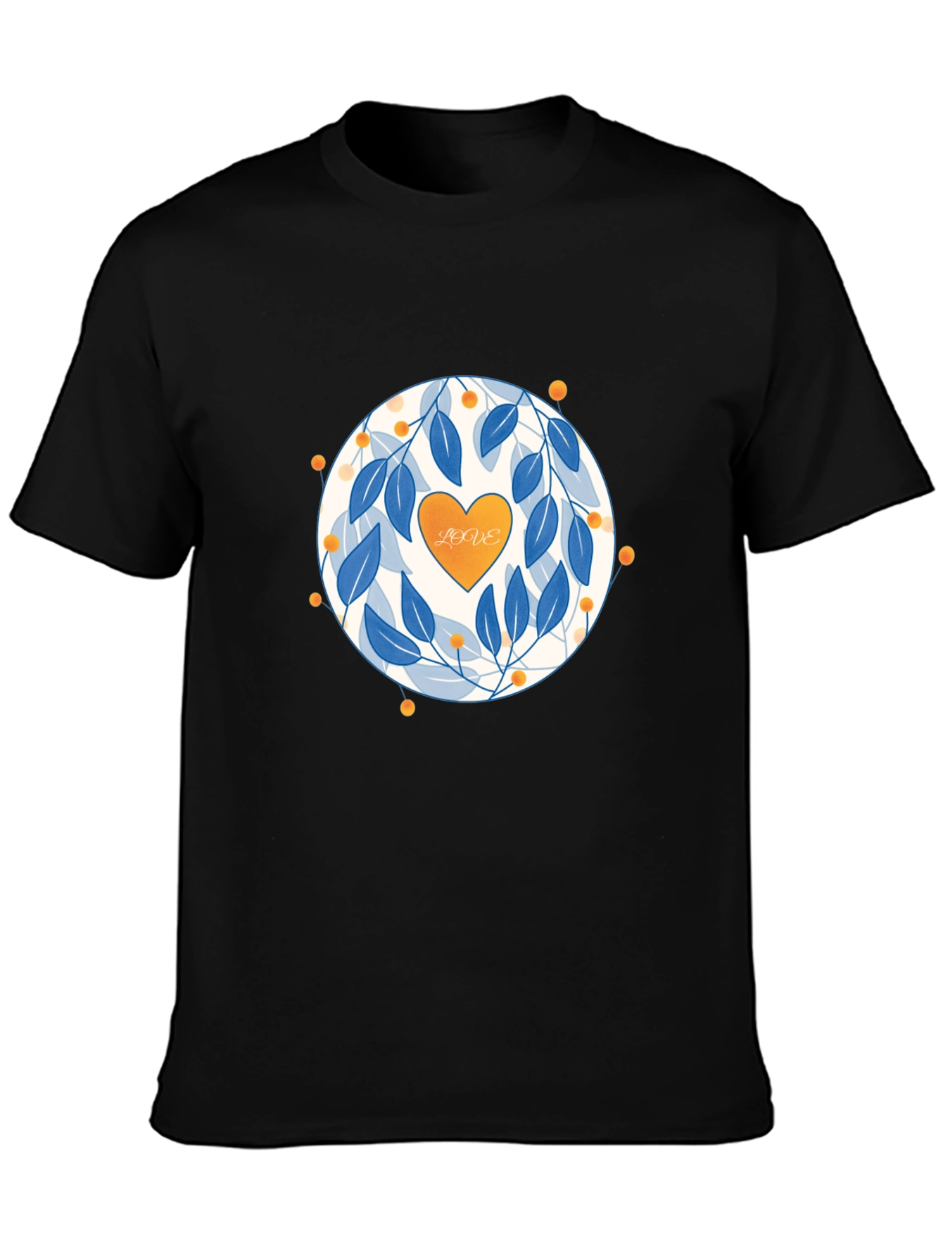 Love Floral Graphic Print Black T-Shirt