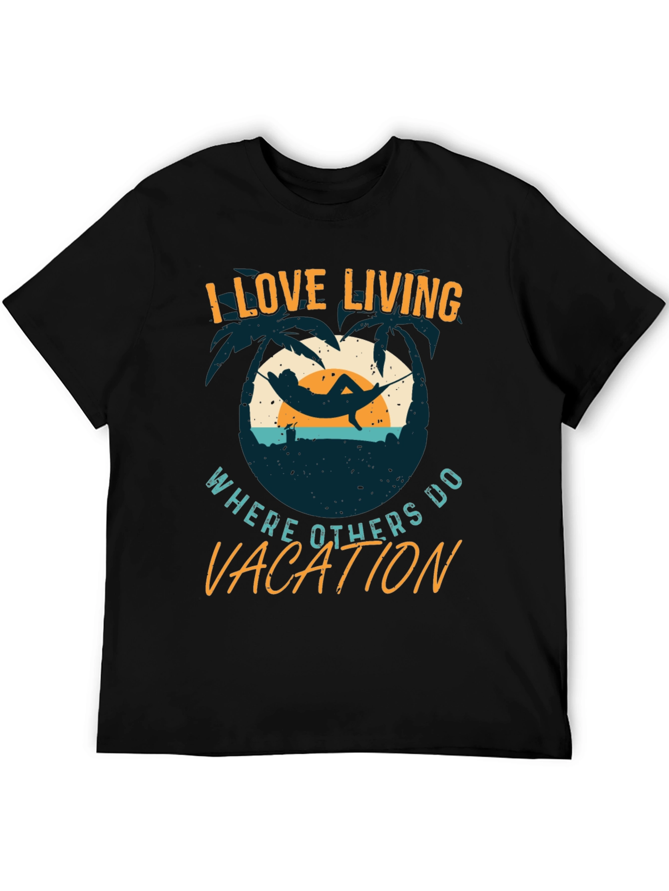 I Love Living Where Others Vacation Graphic Tee
