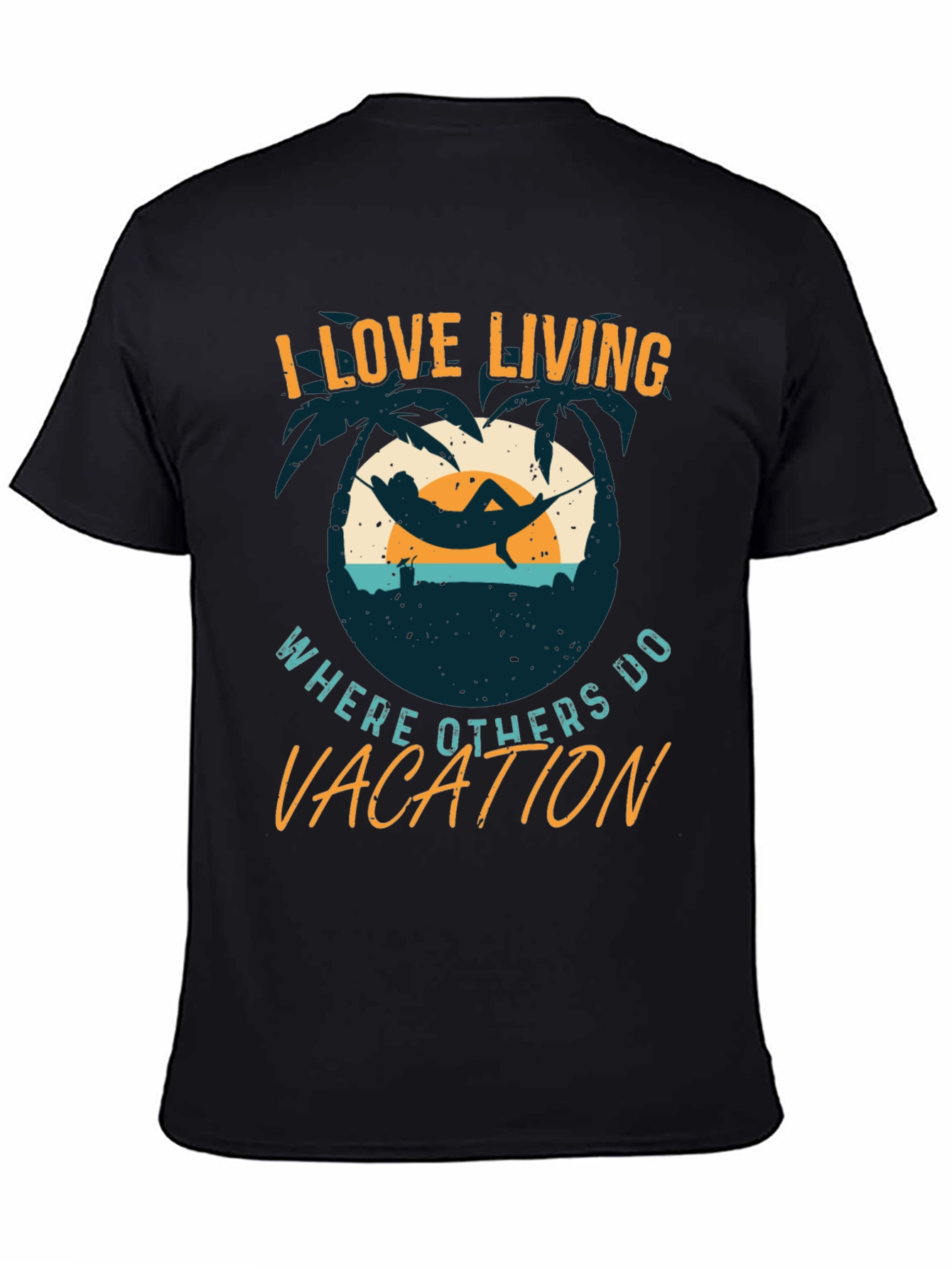 I Love Living Where Others Vacation Graphic Tee