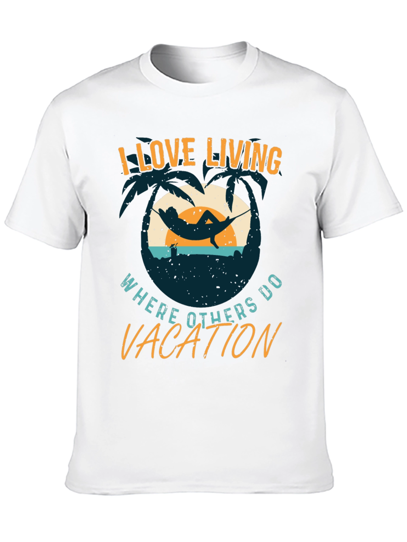 I Love Living Where Others Vacation Graphic Tee