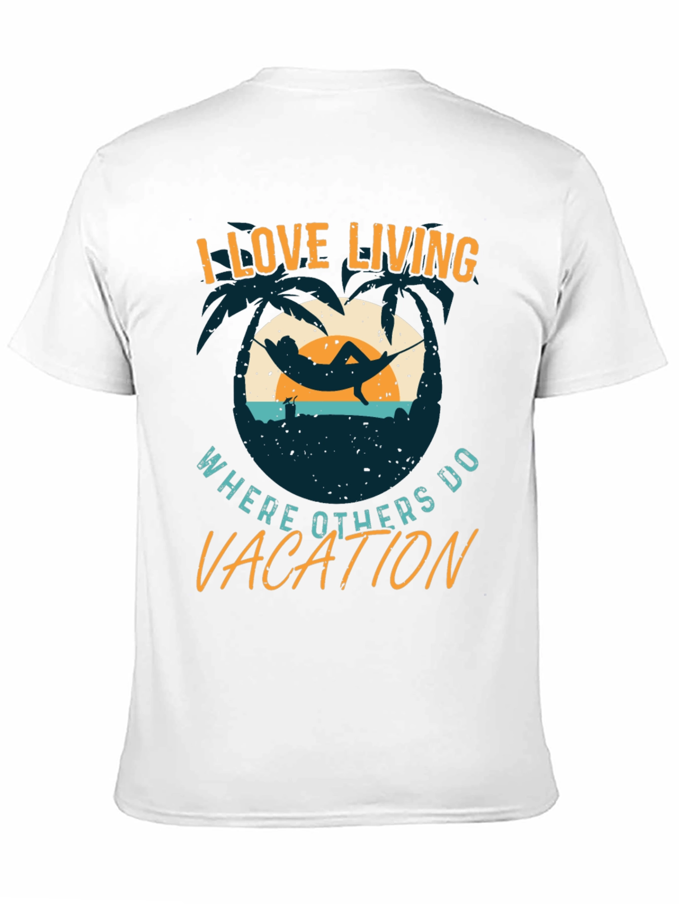 I Love Living Where Others Vacation Graphic Tee