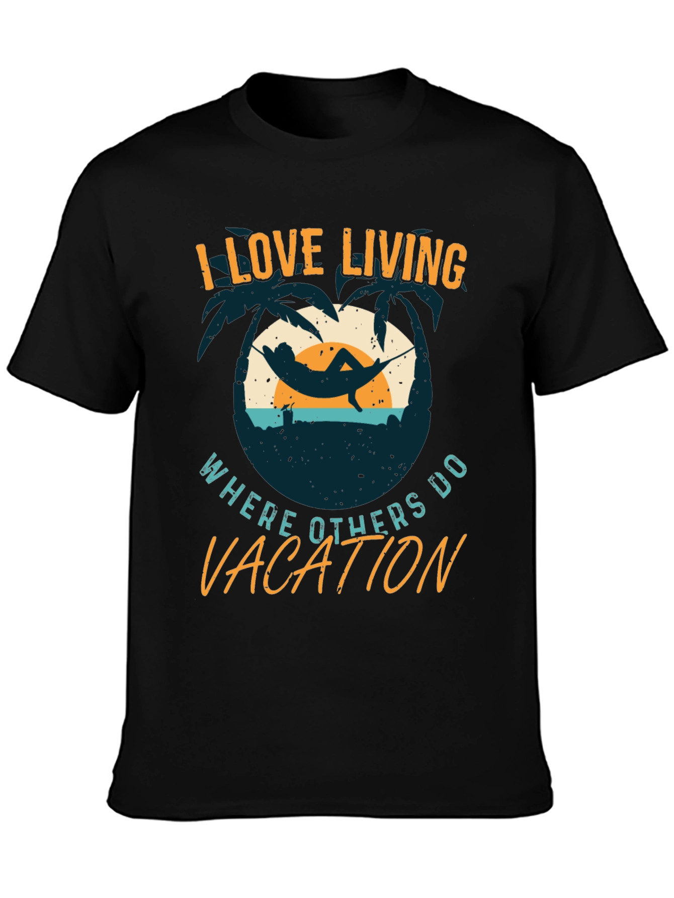 I Love Living Where Others Vacation Graphic Tee