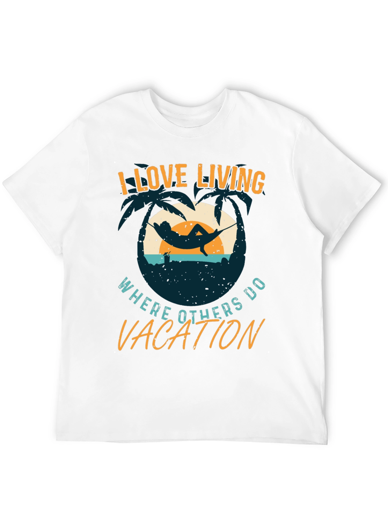 I Love Living Where Others Vacation Graphic Tee