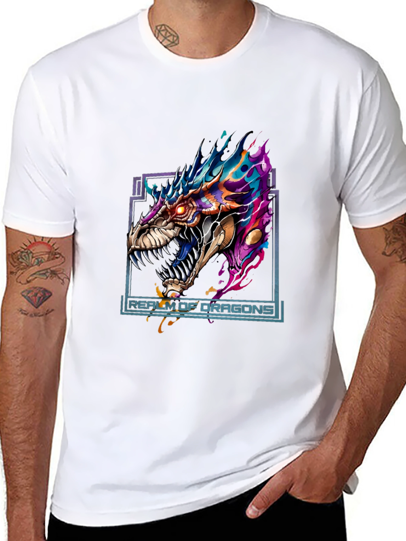 Realm of Dragons Graphic Tee - Bold Dragon Design