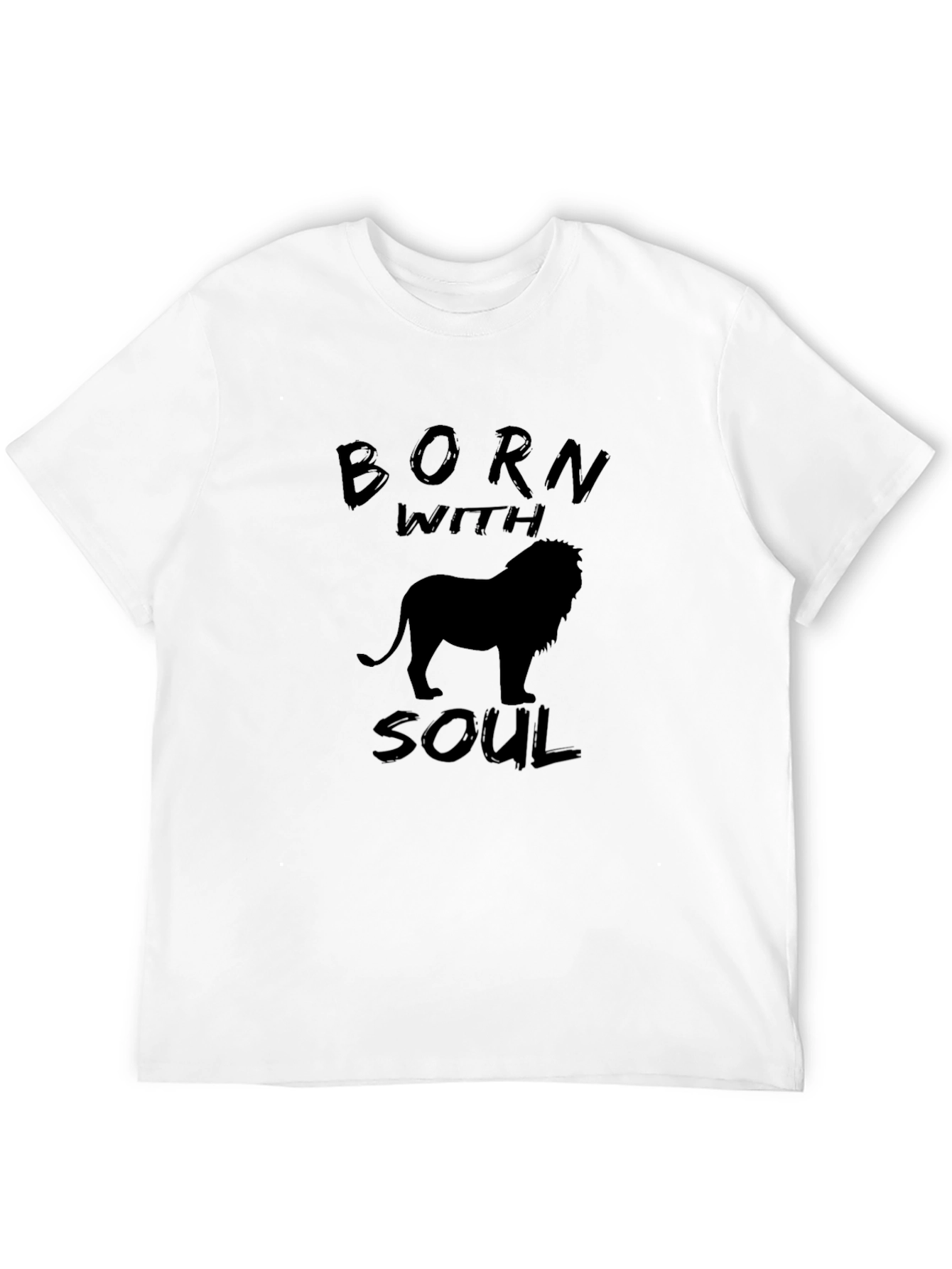 Born With Soul Lion Graphic Tee - Black